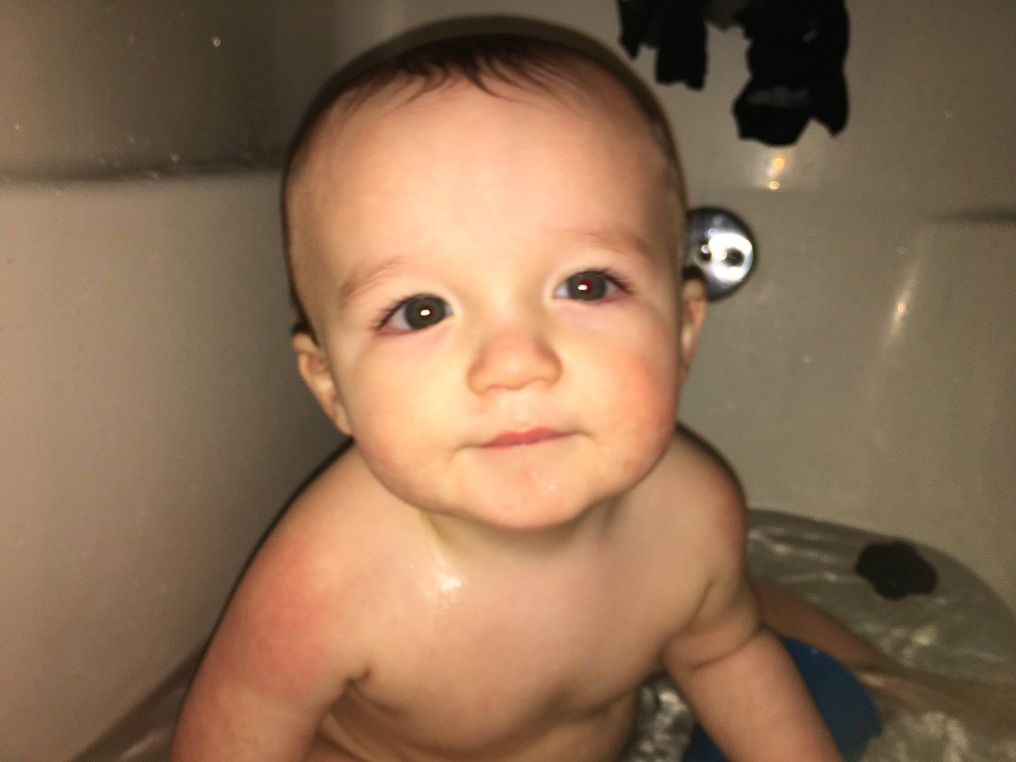 Julien Anthony is registered to the contest to win money with this photo: baby, bathing, cheek, child, chin, eye, eyebrow, face, facial_expression, forehead, hair, head, iris, lip, mouth, nose, organ, person, skin, smile