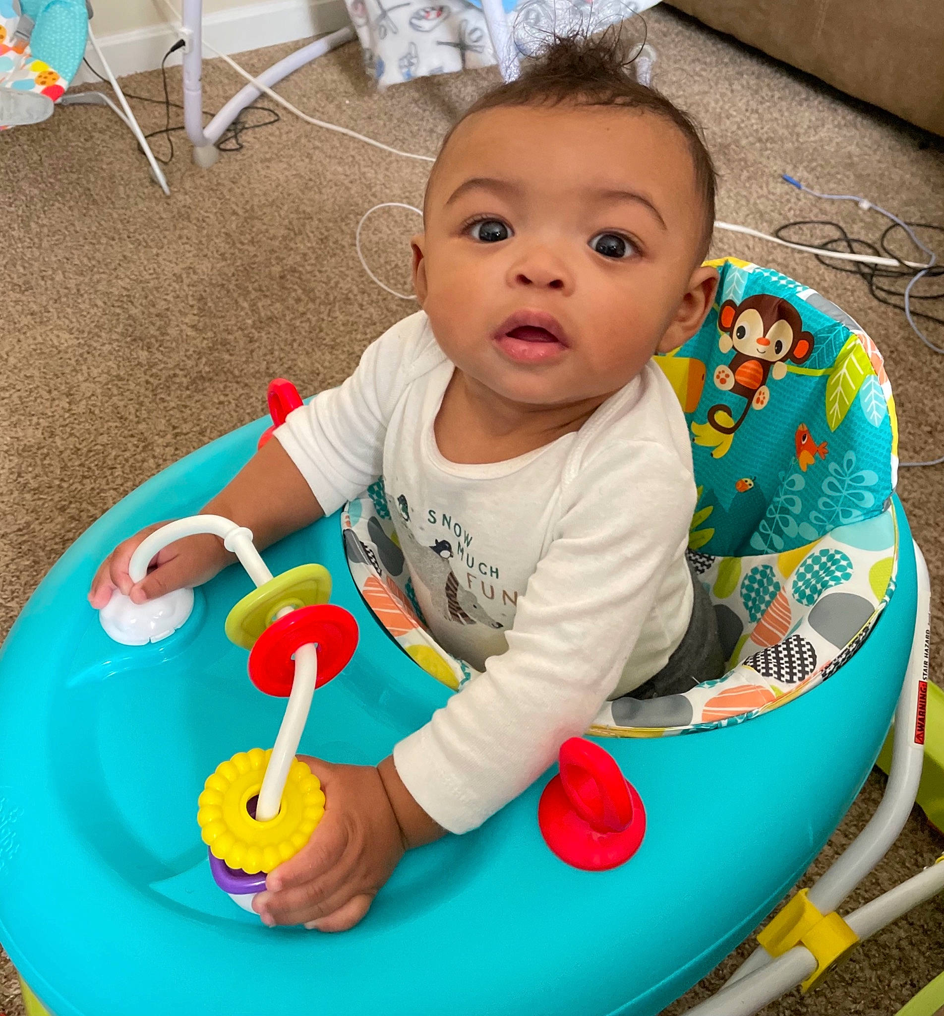 Kyaire is registered to the contest to win money with this photo: baby, baby_playing_with_toys, baby_products, baby_toddler_clothing, baby_toys, child, fun, green, happy, head, leisure, person, play, product, recreation, riding_toy, sitting, skin, t_shirt, toddler