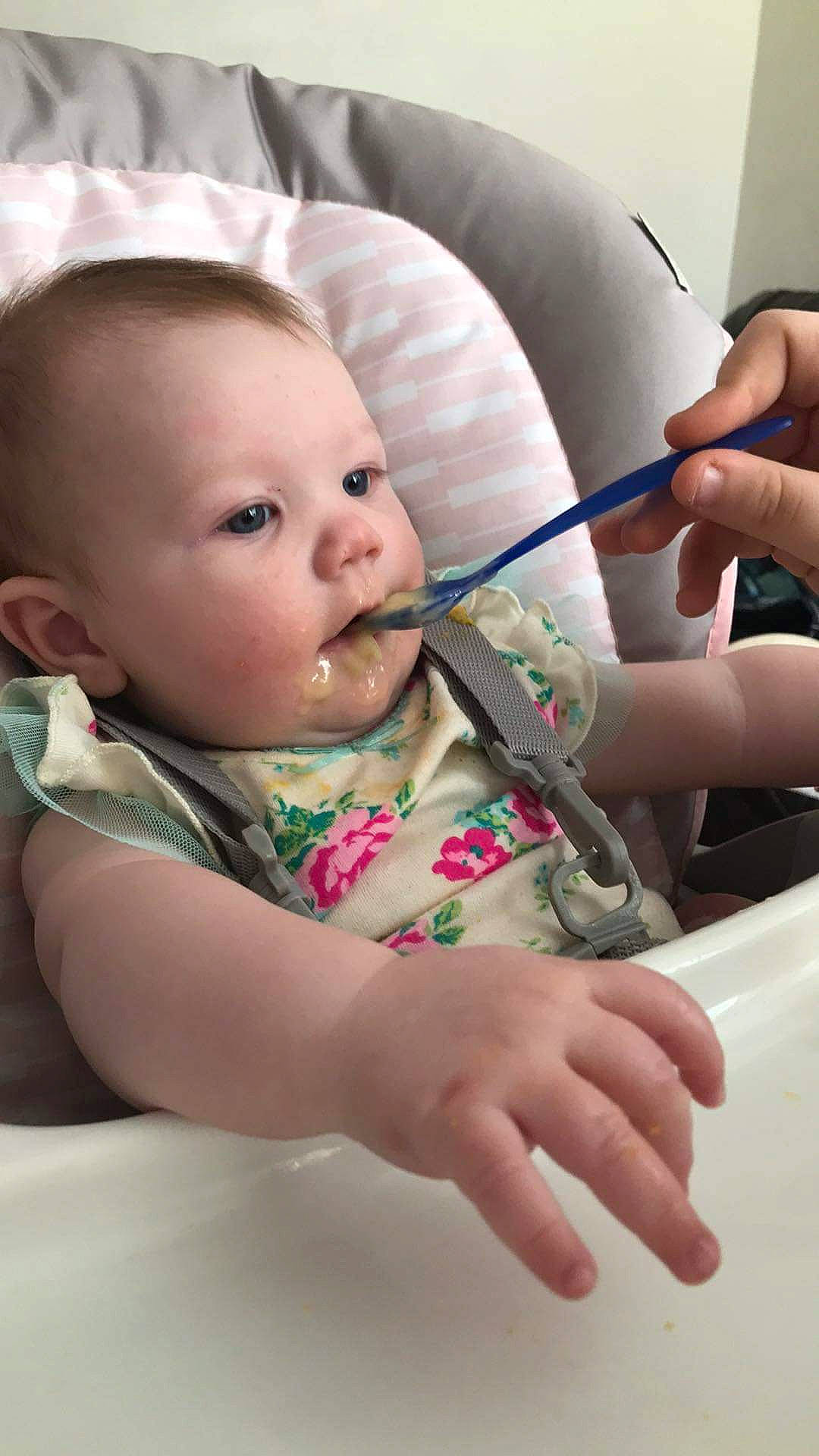 Paislee joined the competition — help win amazing prizes! baby, baby_food, birth, cheek, child, eating, hand, mouth, nose, person, skin, toddler