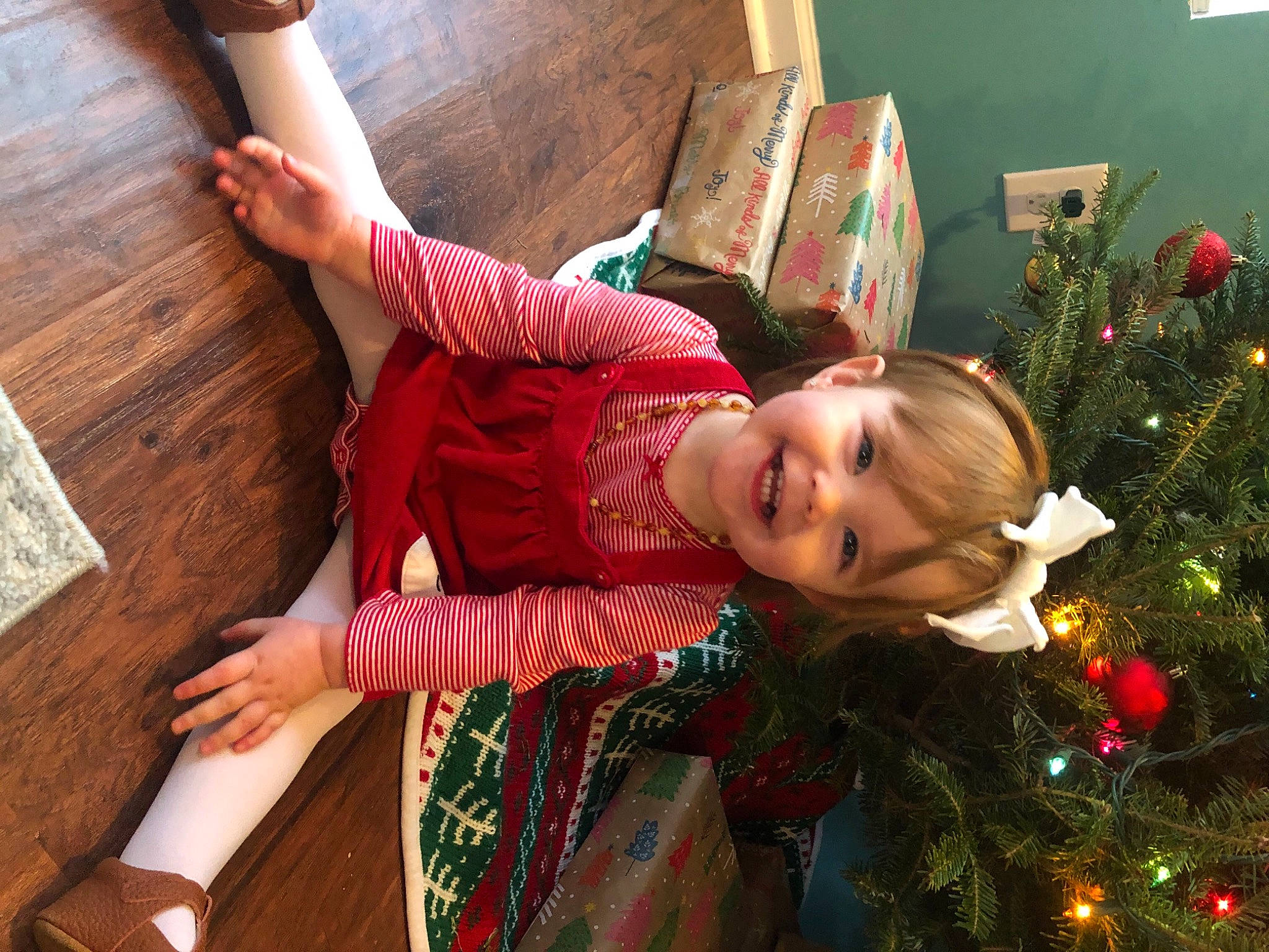 Maggie joined the competition — help win amazing prizes! christmas, christmas_decoration, christmas_eve, christmas_lights, christmas_ornament, christmas_tree, conifer, festival, fir, holiday, holiday_ornament, interior_design, joy, ornament, person, pine, pine_family, shortstraw_pine, tradition, wood_flooring