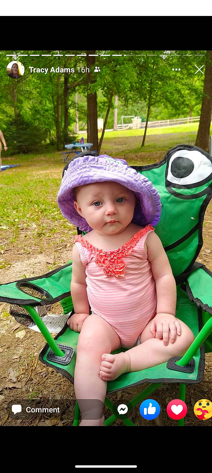 Audreya joined the competition — help win amazing prizes! baby, baby_toddler_clothing, cap, child, eye, fun, garden, grass, green, happy, headwear, lawn, leisure, people_in_nature, person, pink, plant, recreation, sitting, summer