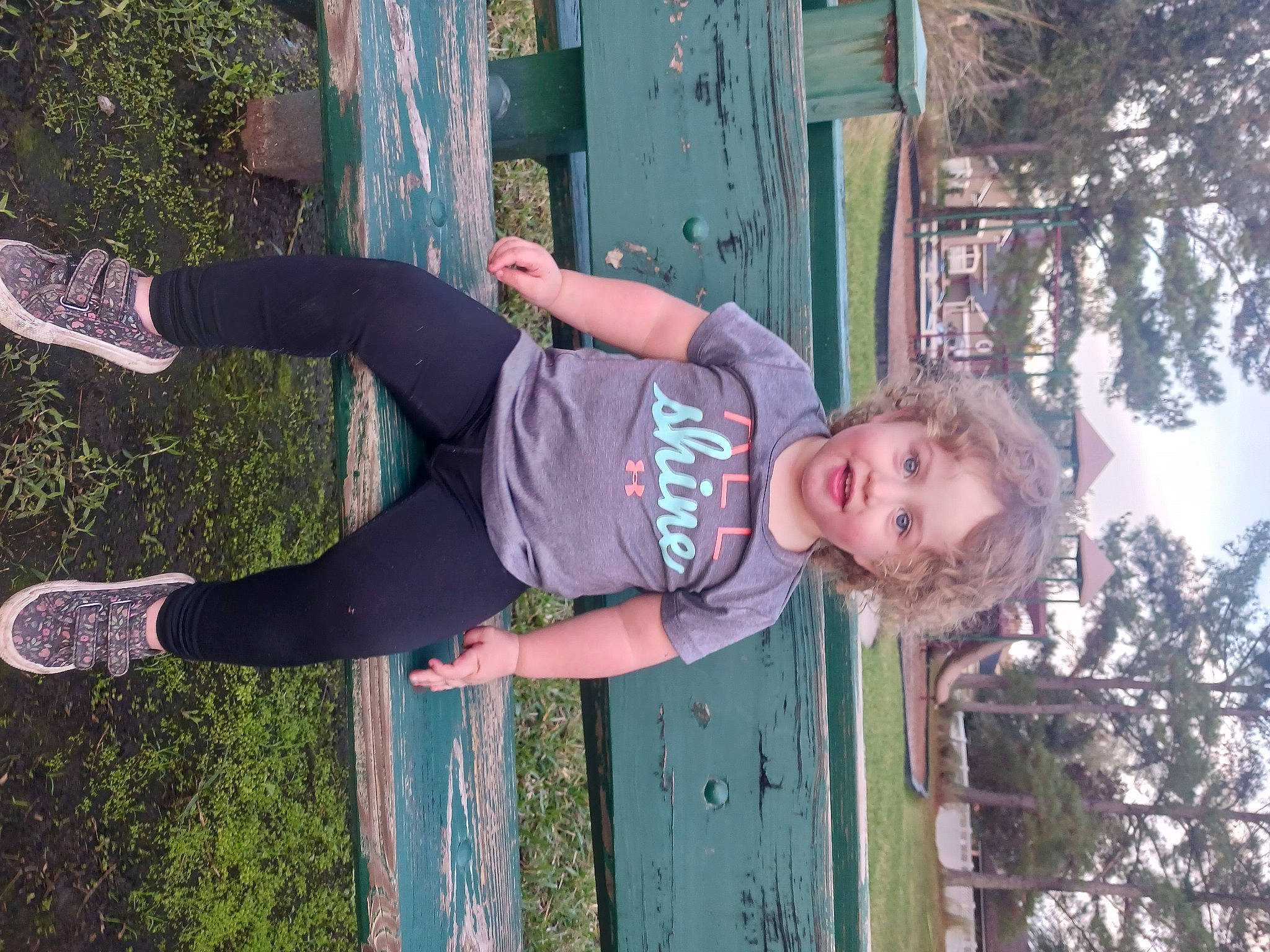 Nevaeh joined the competition — help win amazing prizes! arm, child, fun, grass, happy, human_leg, leisure, people_in_nature, person, plant, recreation, smile, spring, t_shirt, thigh, toddler, tree, walking_shoe