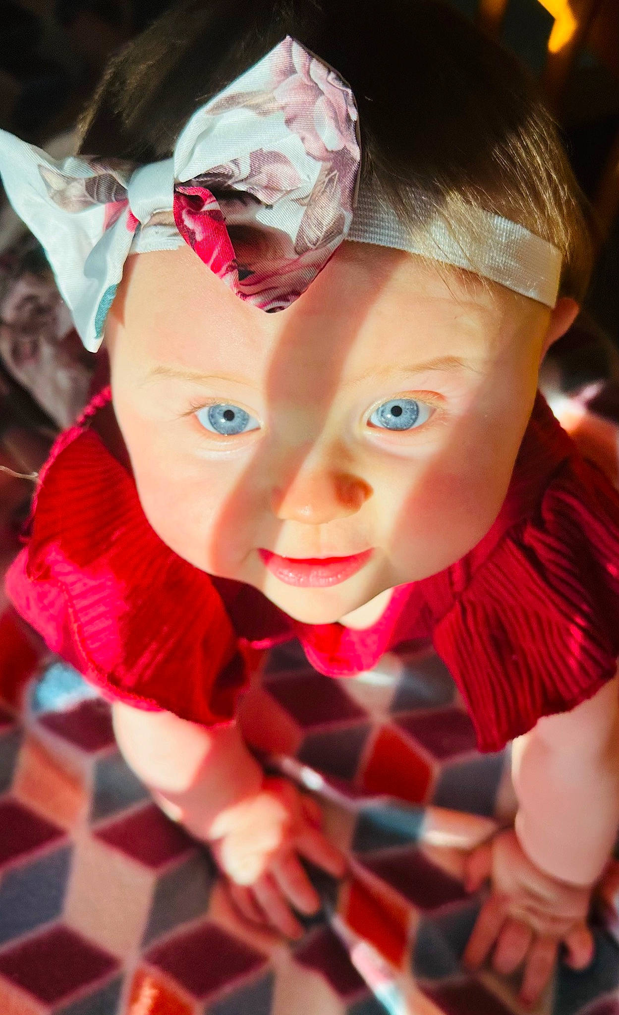 Madelyn is registered to the contest to win money with this photo: bangs, child, costume, event, facial_expression, fashion_accessory, flash_photography, fun, gesture, hair_accessory, happy, hat, headpiece, jewellery, magenta, pattern, person, pink, recreation, toddler