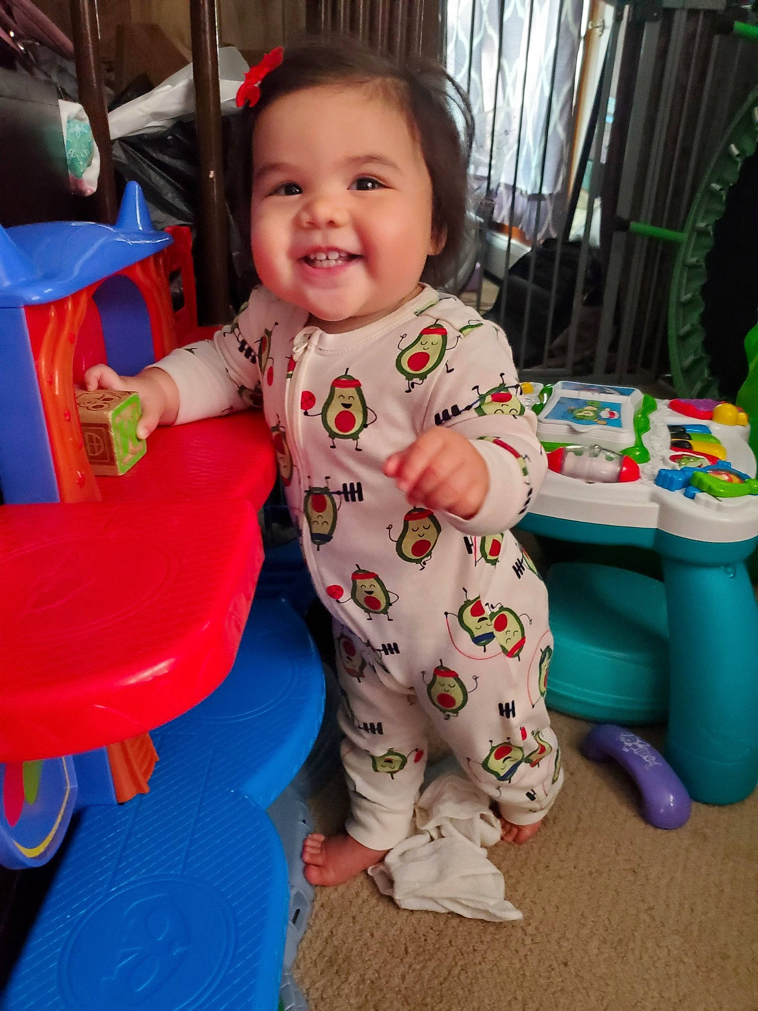 Ella joined the competition — help win amazing prizes! baby, baby_playing_with_toys, baby_products, baby_toddler_clothing, baby_toys, blue, cheek, child, fun, happy, joy, leisure, person, pink, play, sitting, skin, sleeve, smile, standing