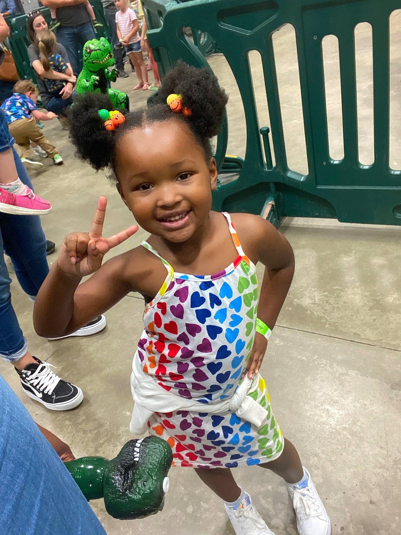 Kynlee joined the competition — help win amazing prizes! child, event, fashion_accessory, fun, green, happy, human_leg, human_settlement, joy, leisure, person, recreation, sandal, shoe, skin, smile, sneakers, summer, t_shirt, thigh
