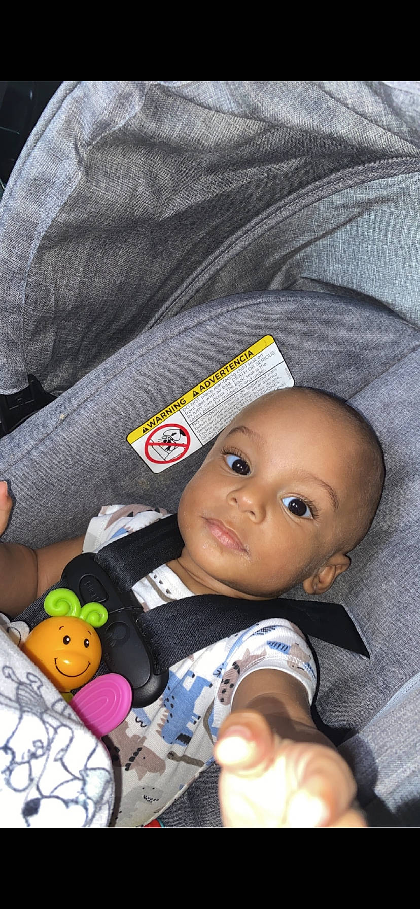 Cartier is registered to the contest to win money with this photo: baby, baby_products, baby_toddler_clothing, cap, cheek, child, comfort, cool, eye, fun, happy, nose, person, sitting, skin, sleeve, stuffed_toy, textile, thumb, toddler