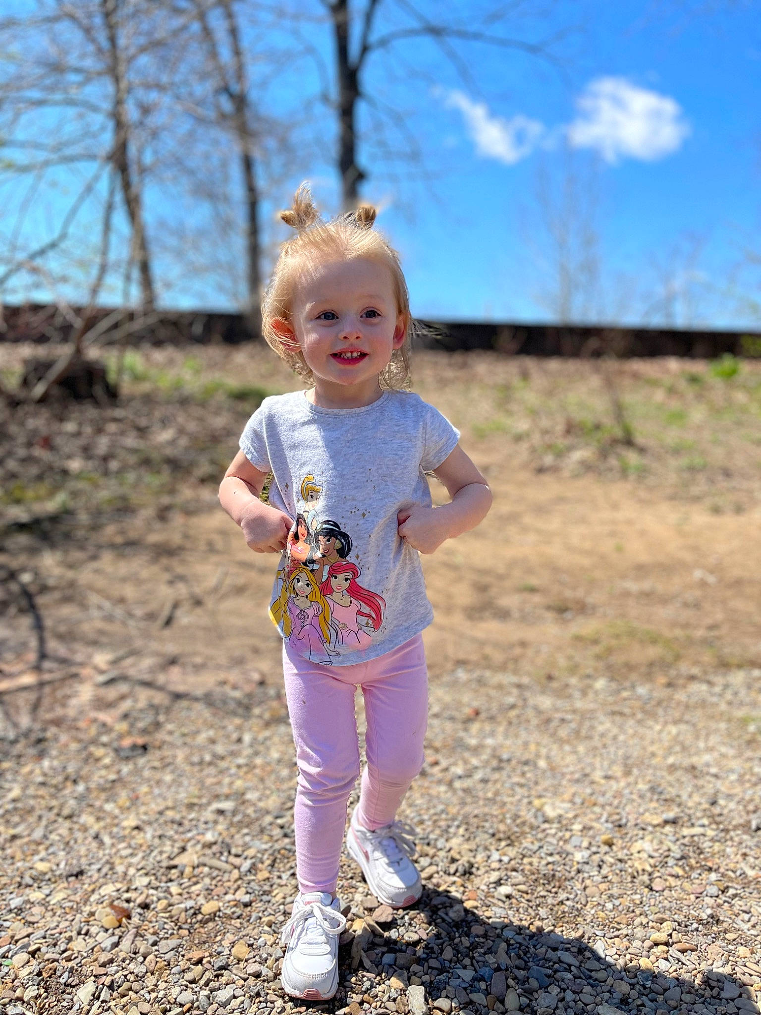 Hadlee joined the competition — help win amazing prizes! asphalt, baby_toddler_clothing, blond, child, fun, grass, grassland, happy, joy, landscape, leaf, people_in_nature, person, recreation, sky, sleeve, smile, soil, standing, t_shirt