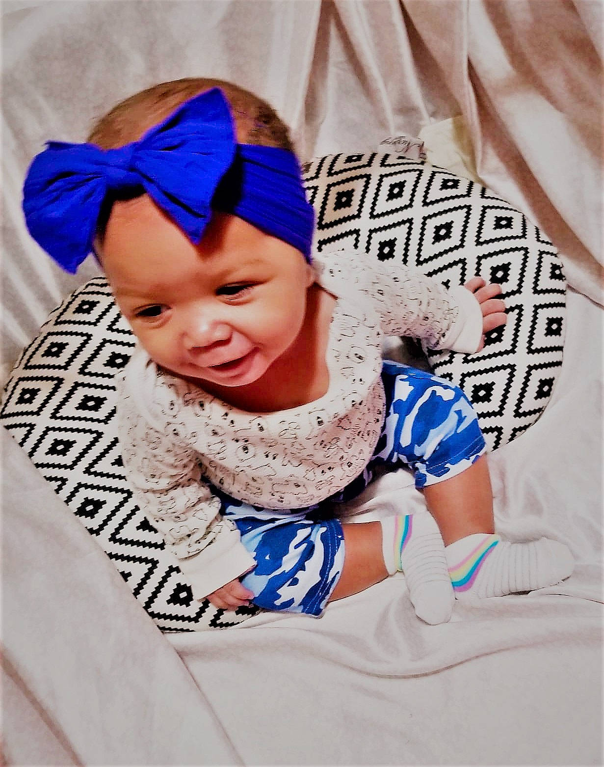 Armani joined the competition — help win amazing prizes! baby, baby_toddler_clothing, cap, child, cool, costume_hat, electric_blue, facial_expression, finger, fun, hairstyle, happy, headwear, linens, outerwear, pattern, person, product, sleeve, t_shirt