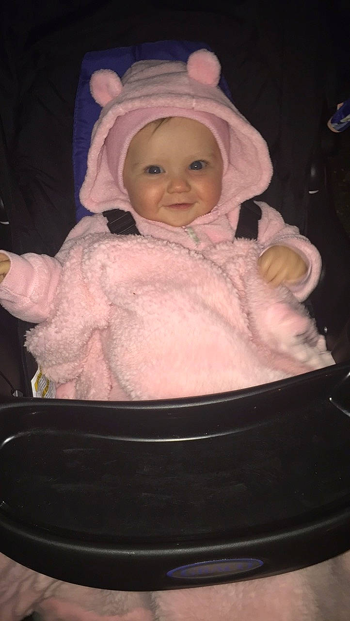 Adalee is registered to the contest to win money with this photo: baby, cheek, child, ear, joy, person, toddler