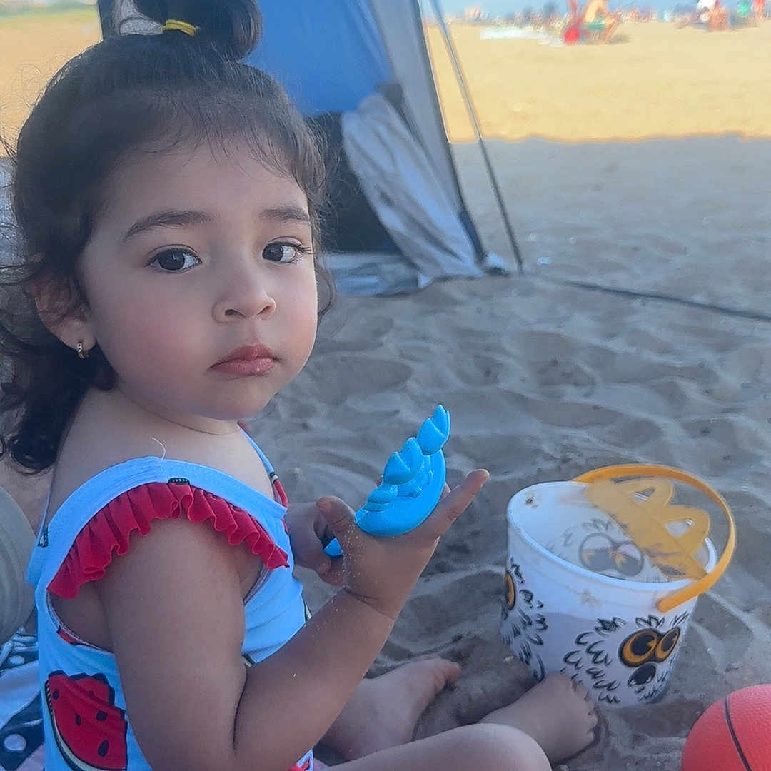 Kiannah is registered to the contest to win money with this photo: basketball, beach, bucket, child, cute, girl, holiday, outdoor, playing, relaxation, sand, sand_toy, summer, sunny, swimsuit, tent, toddler, toy, vacation, watermelon_pattern