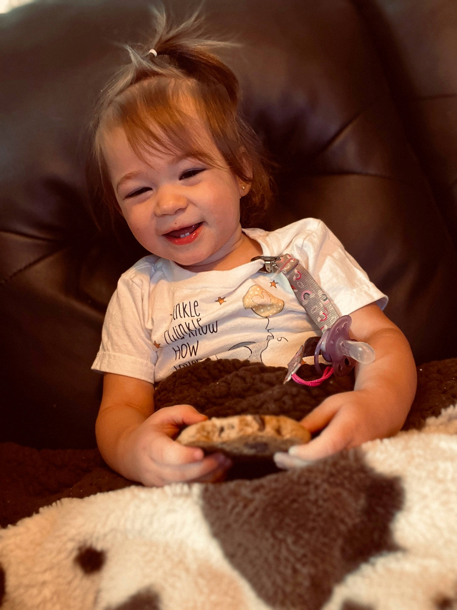 Jordyn joined the competition — help win amazing prizes! baby, baby_toddler_clothing, brown_hair, cheek, child, comfort, finger, flooring, fun, hair, happy, head, human, iris, linens, person, room, sitting, skin, smile