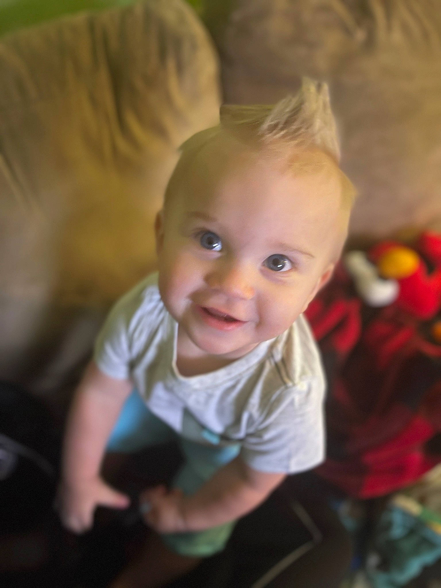 Hudson Grey is registered to the contest to win money with this photo: baby, cheek, child, eye, flash_photography, flooring, fun, grass, happy, head, human_body, iris, joy, mouth, nose, person, portrait_photography, sitting, skin, smile