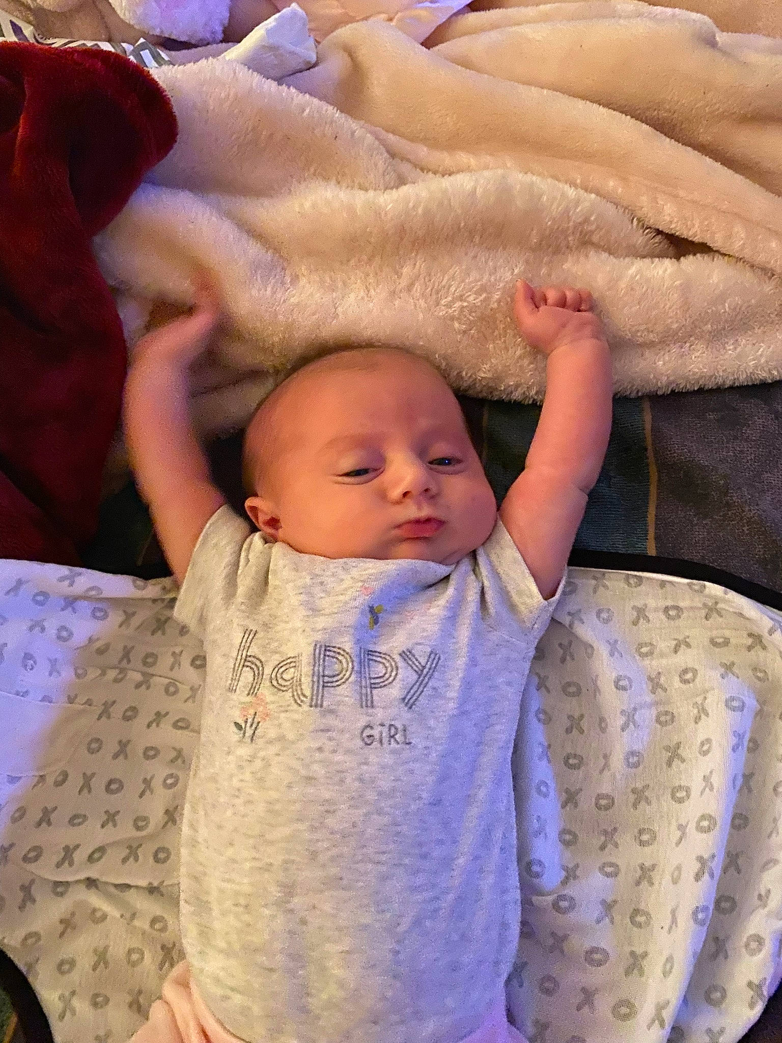 Vayda is registered to the contest to win money with this photo: baby, baby_toddler_clothing, cheek, comfort, eye, finger, fun, gesture, hair, hand, happy, head, human_body, interaction, mouth, person, pink, skin, textile, thumb