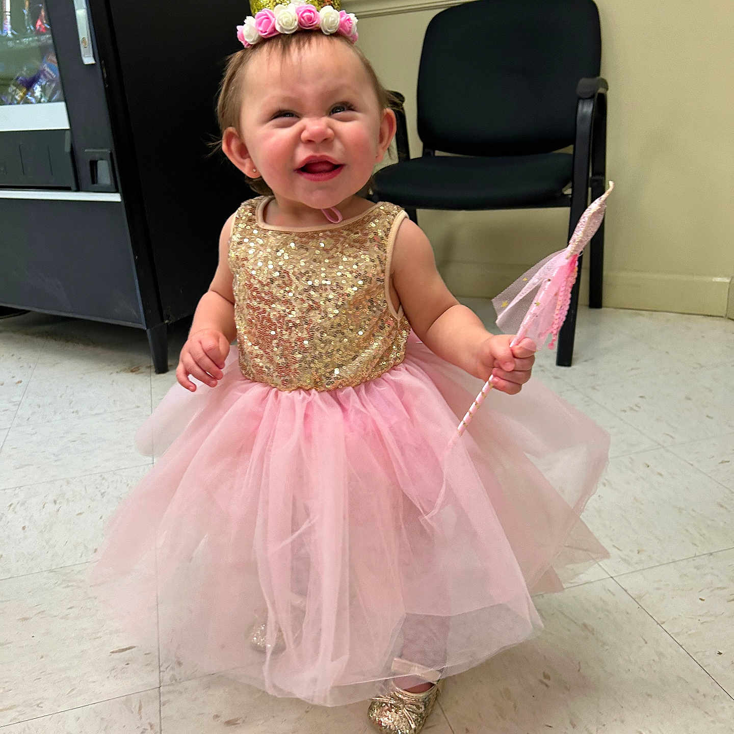 Luna joined the competition — help win amazing prizes! accessories, baby, chair, clothing, costume, dress, face, flower, flowerarrangement, formalwear, furniture, hat, head, jewelry, person, photography, plant, portrait, sitting, wood