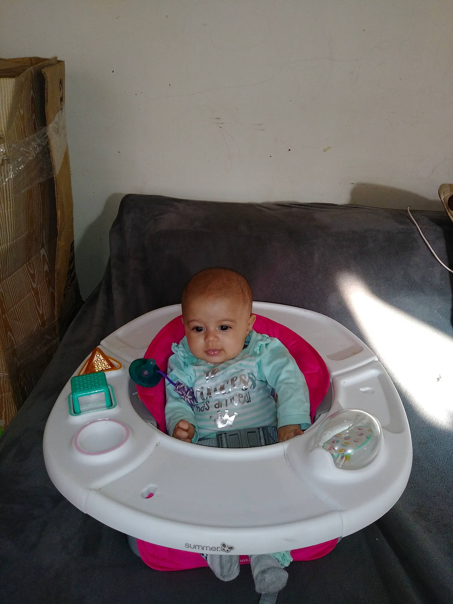 Leona is registered to the contest to win money with this photo: baby, baby_products, child, person, pink, play, product, sitting, toddler