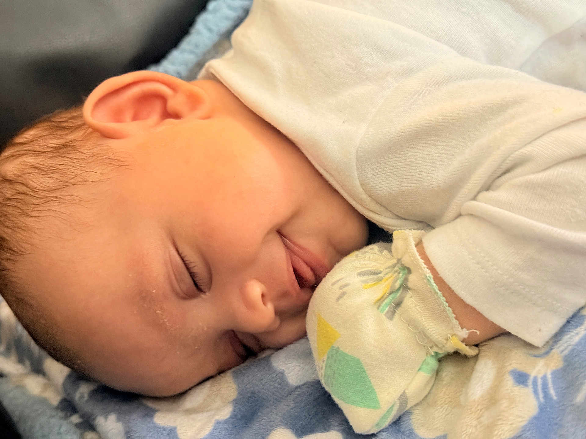 Messiah joined the competition — help win amazing prizes! baby, sleeping, face, mitten, blanket, soft, clothing, infant, peaceful, closeup, cute, rest, cozy, child, portrait, skin, head, mouth, hand, nap