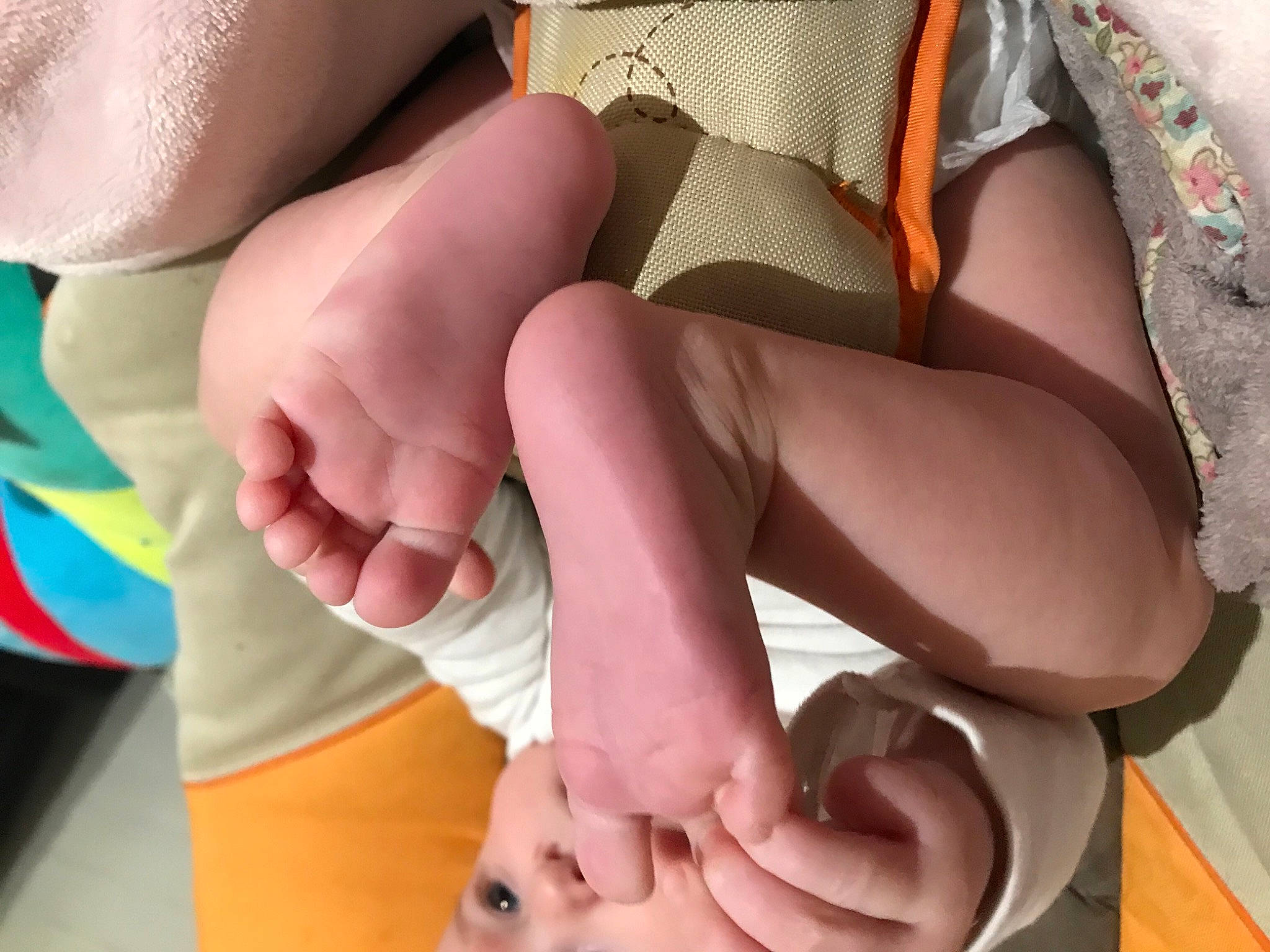Célène participe au concours pour gagner de l'argent avec cette photo : abdomen, barefoot, comfort, finger, foot, gesture, human_body, human_leg, joint, knee, leg, muscle, nail, person, pink, skin, thigh, thumb, toddler, toe
