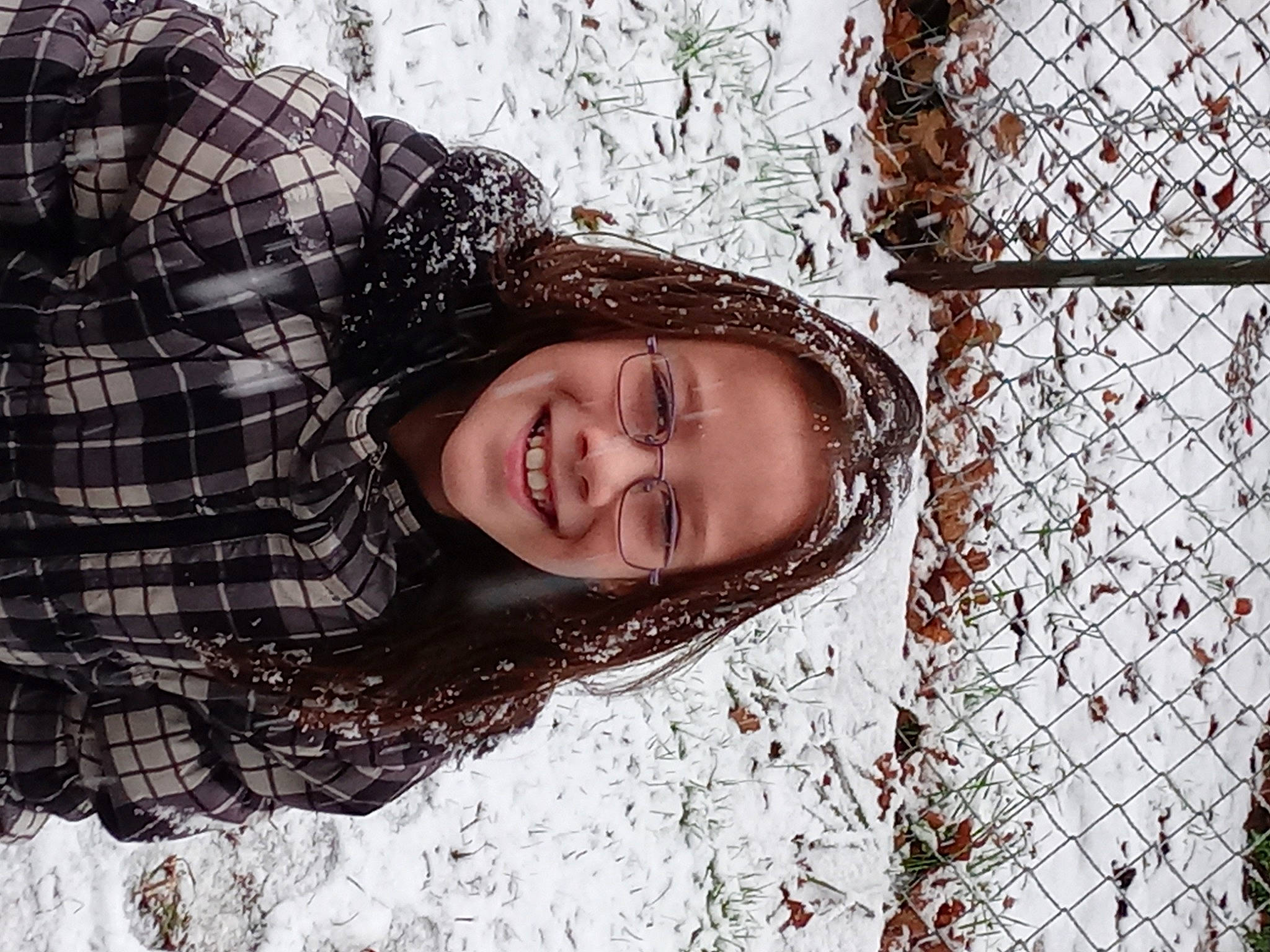 April joined the competition — help win amazing prizes! black_hair, cool, eyewear, flash_photography, freezing, fun, grass, happy, joy, pattern, people_in_nature, person, plant, smile, snow, sunglasses, tartan, textile, tints_and_shades, tree