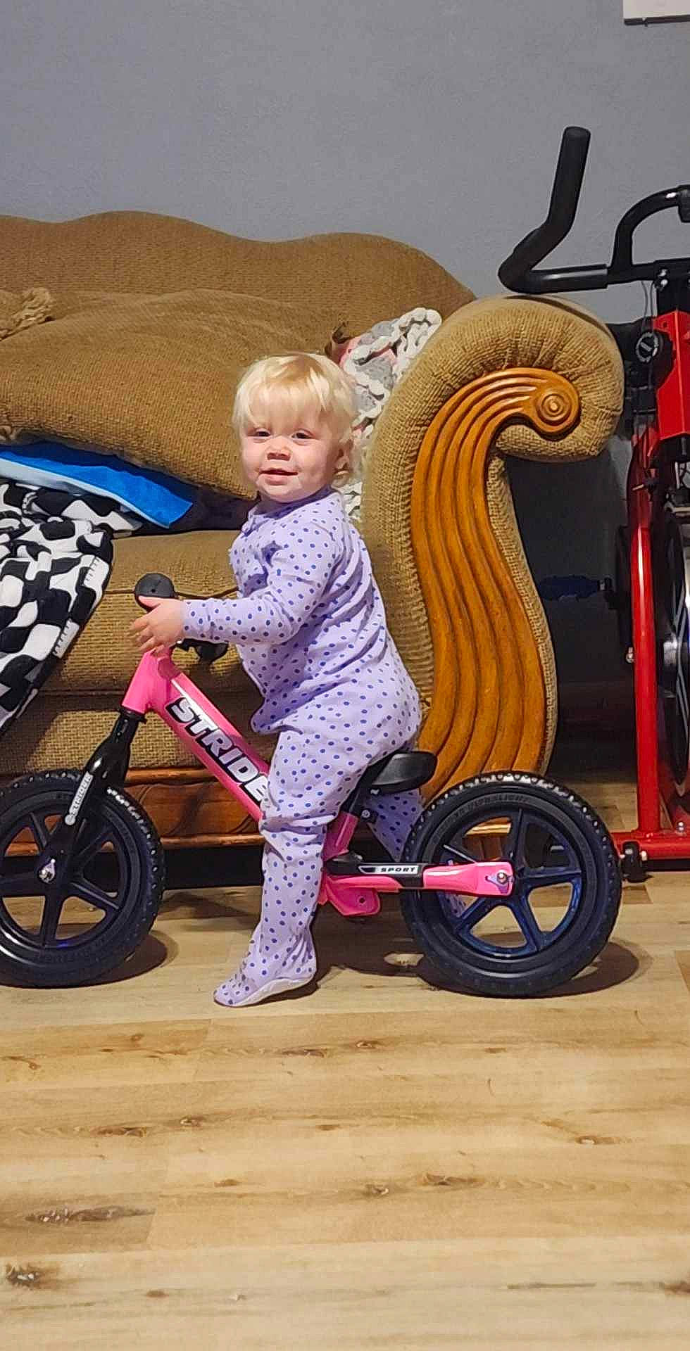 Acelynn joined the competition — help win amazing prizes! automotive_tire, automotive_wheel_system, baby, baby_toddler_clothing, beauty, bicycle_tire, child, fun, happy, leisure, musical_instrument, person, purple, recreation, riding_toy, rolling, smile, spoke, tire, toddler