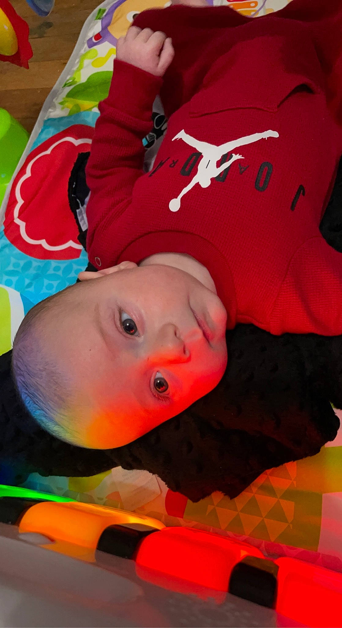 Stoney joined the competition — help win amazing prizes! baby, baby_products, baby_toddler_clothing, carmine, cheek, child, comfort, fun, green, head, leisure, mouth, orange, pattern, person, recreation, red, room, sleeve, toddler