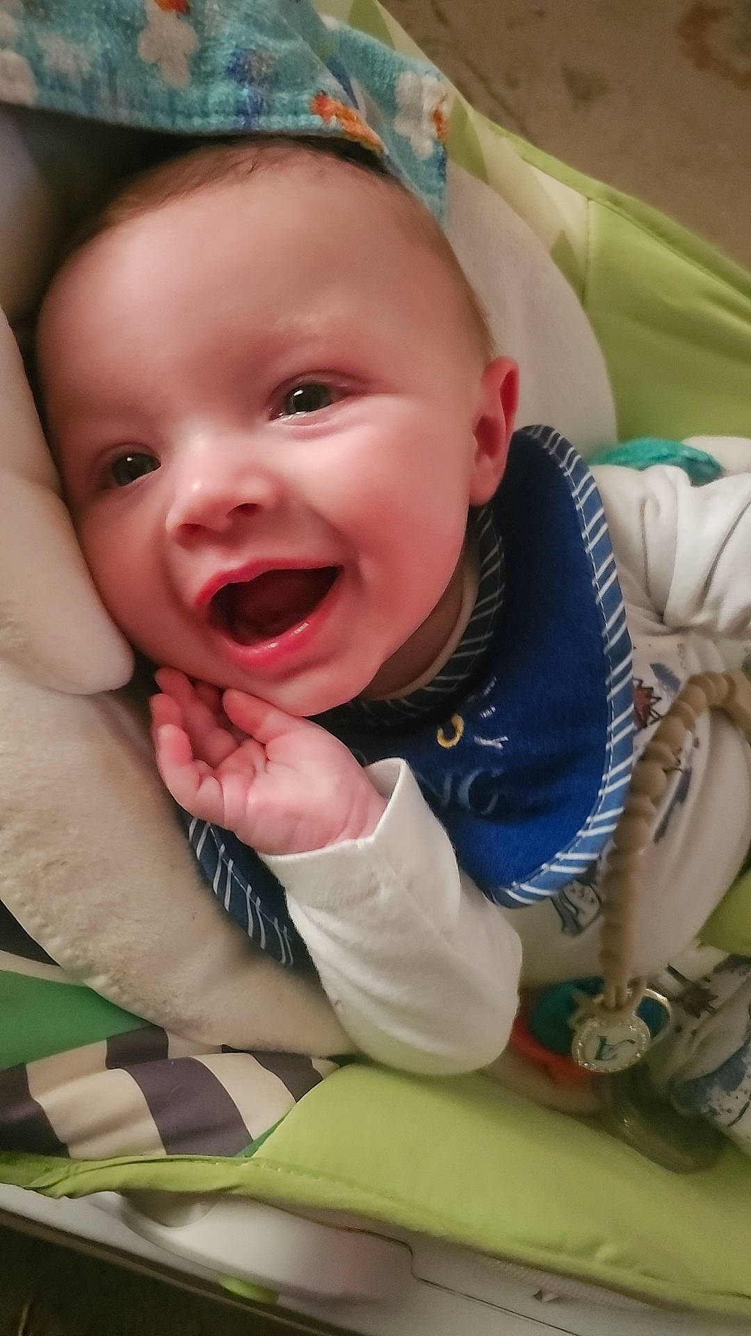 Atlas is registered to the contest to win money with this photo: baby, baby_safety, baby_toddler_clothing, cheek, child, comfort, eye, gesture, happy, head, iris, linens, lip, mouth, nose, person, product, skin, smile, toddler