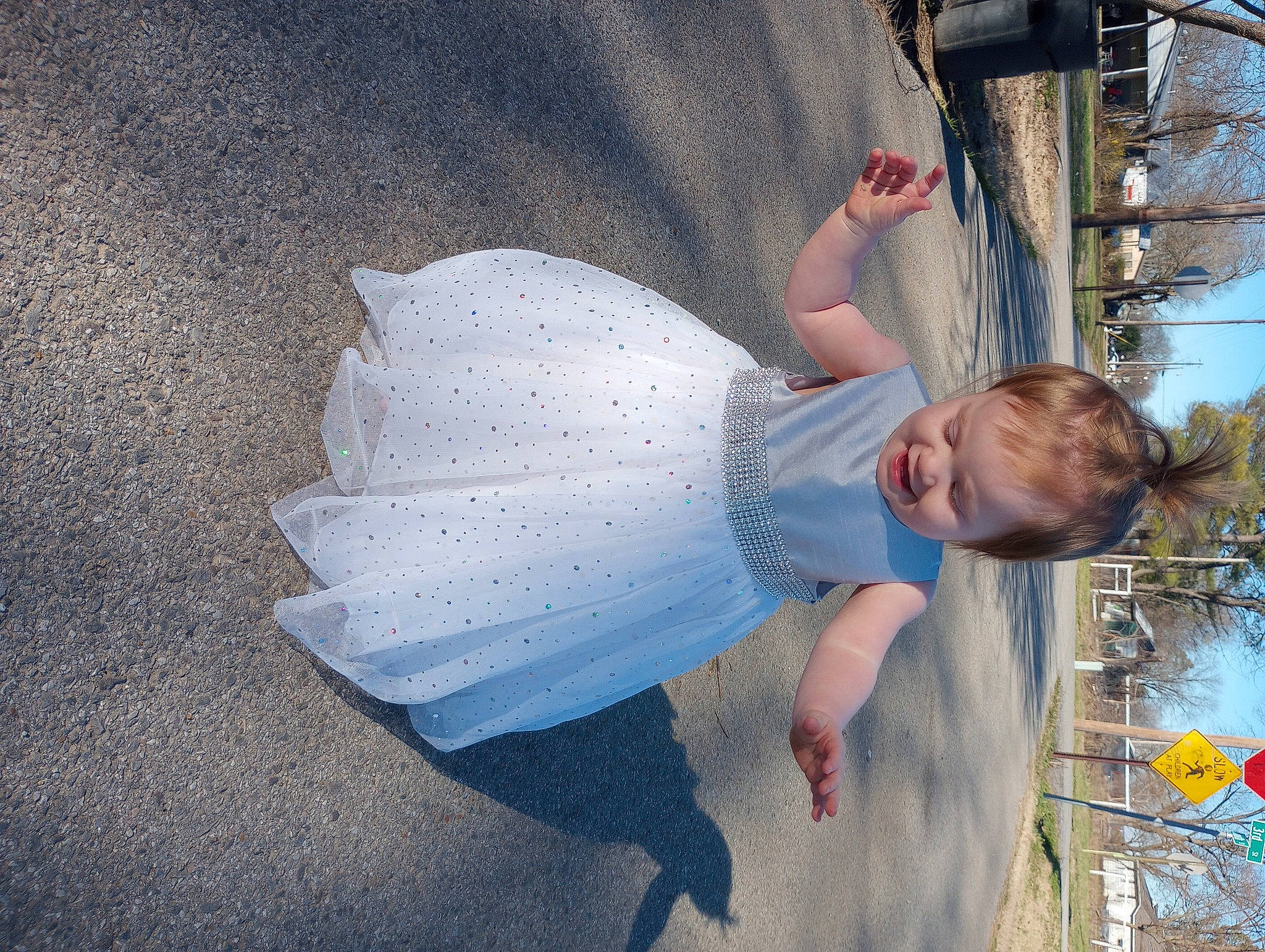 Jasmine joined the competition — help win amazing prizes! bridal_accessory, child, dress, fun, happy, human_leg, joy, leisure, pattern, person, sky, smile, toddler, tree, vacation, water