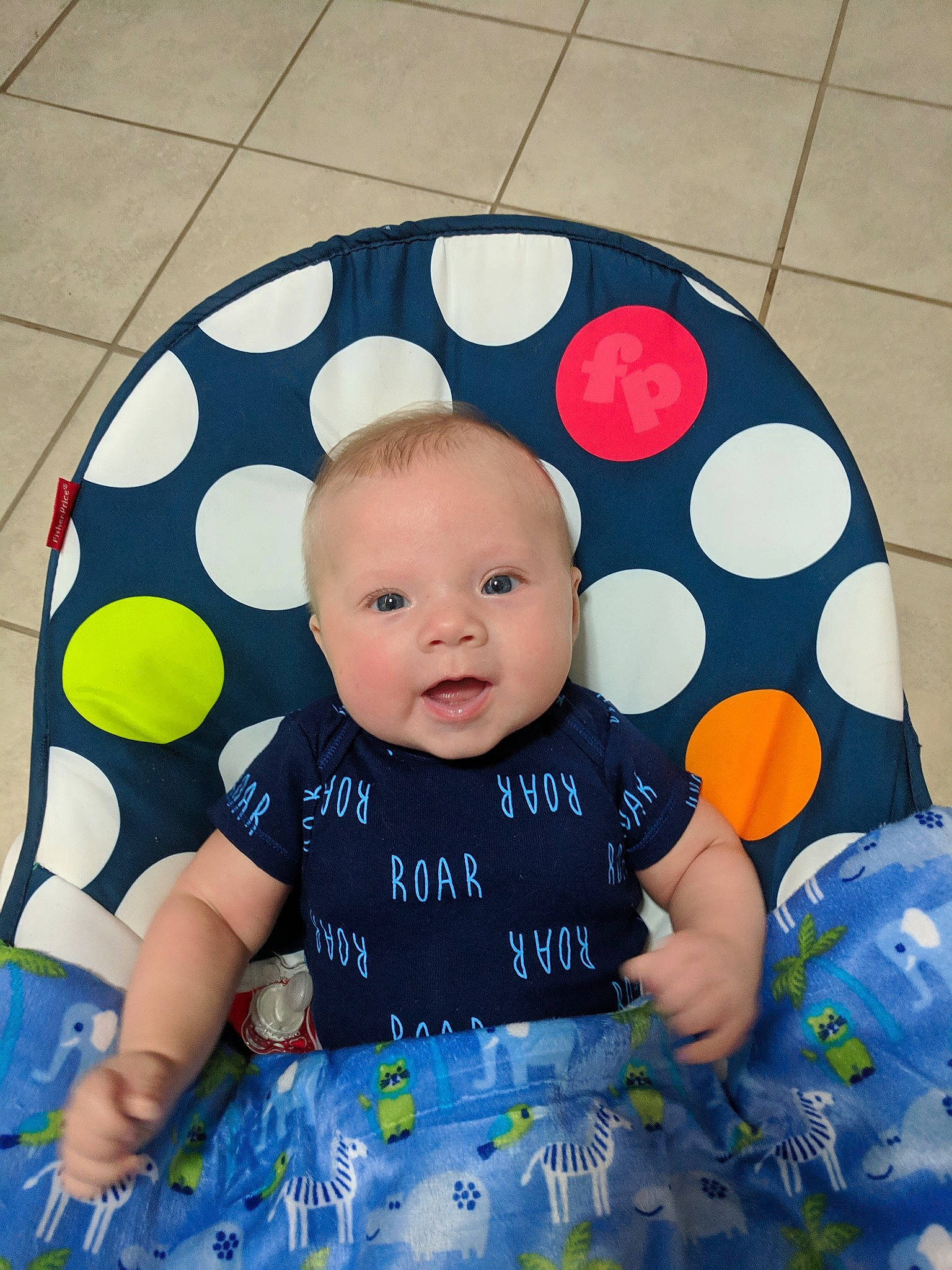 Wallace joined the competition — help win amazing prizes! baby_products, baby_toys, blue, boy, child, day, facial_expression, fun, infant, material, person, play, product, smile, textile, toddler, toy