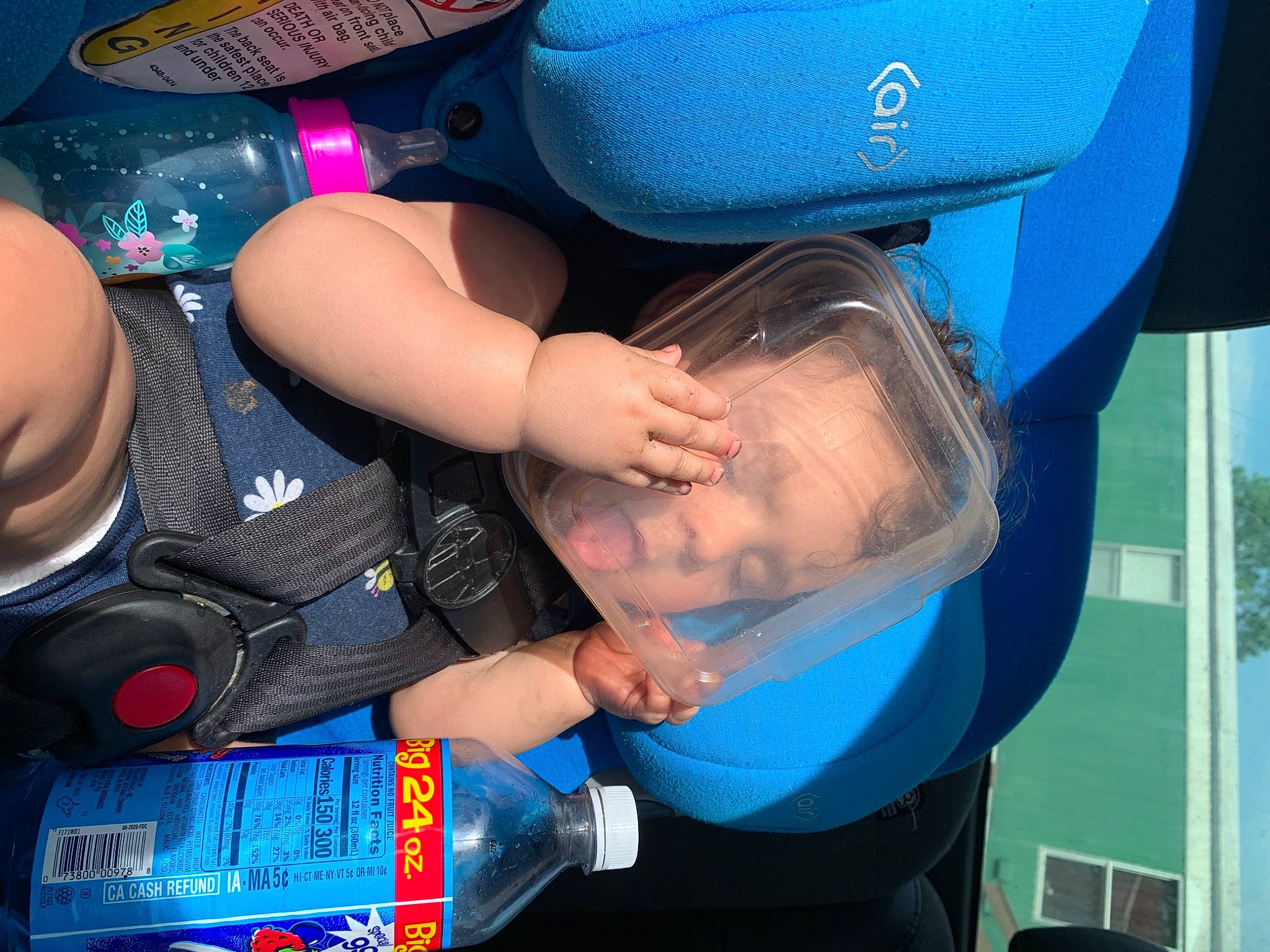 Londynn joined the competition — help win amazing prizes! auto_part, blue, car_seat, child, electric_blue, fashion_accessory, fun, gesture, hat, helmet, nail, person, personal_protective_equipment, recreation, service, sports_equipment, sports_gear, thigh, thumb, toddler