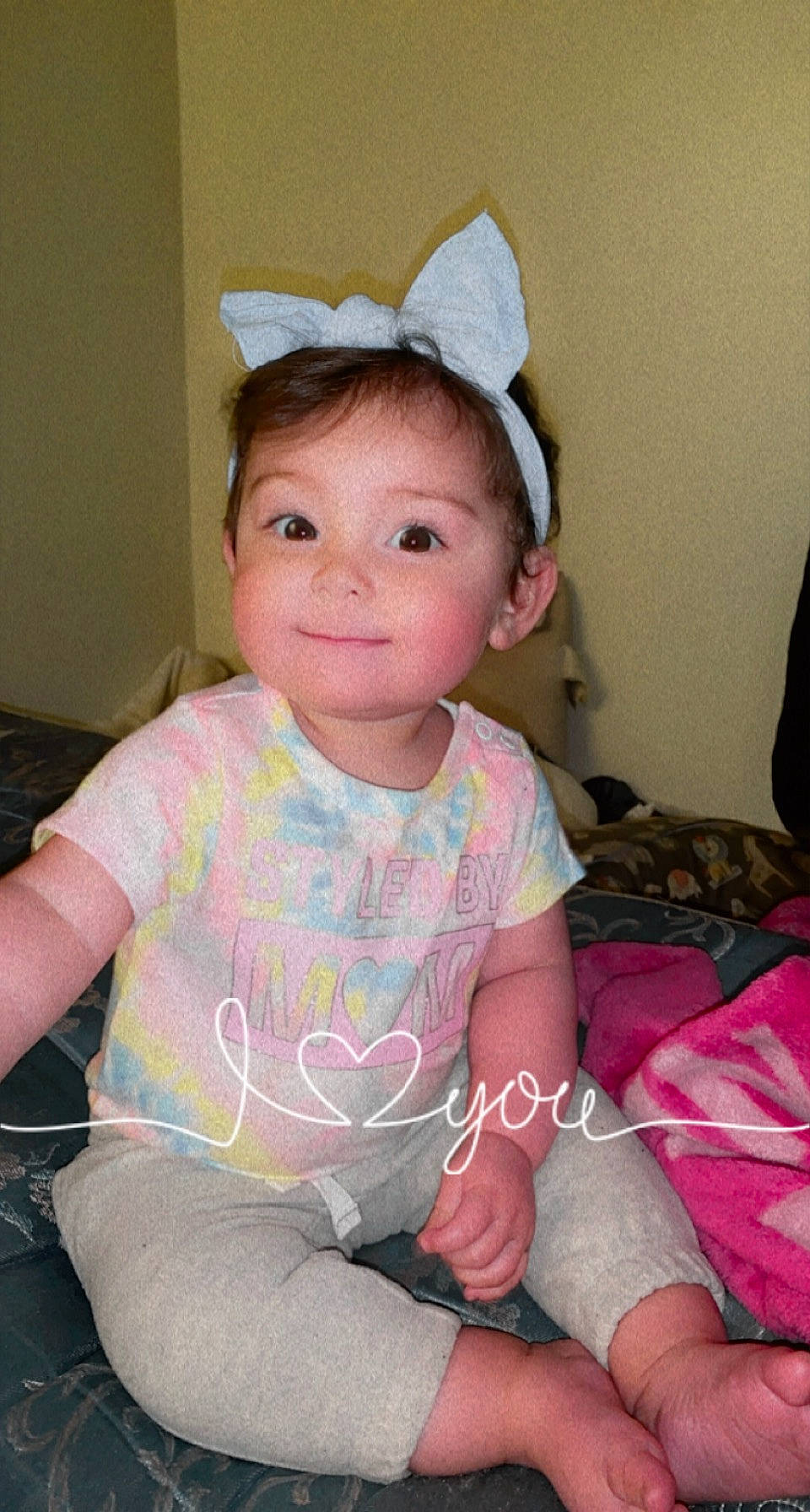 Londynn joined the competition — help win amazing prizes! arm, baby_toddler_clothing, cheek, chin, eye, eyelash, face, hair, head, human_body, iris, lip, neck, nose, person, pink, skin, sleeve, smile, textile