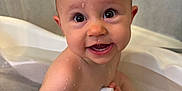 Nicole joined the competition — help win amazing prizes! baby, bathtub, bath, child, water, wet, skin, hand, container, sponge, smile, face, eyes, head, indoors, person, tile, bathroom, cute, young