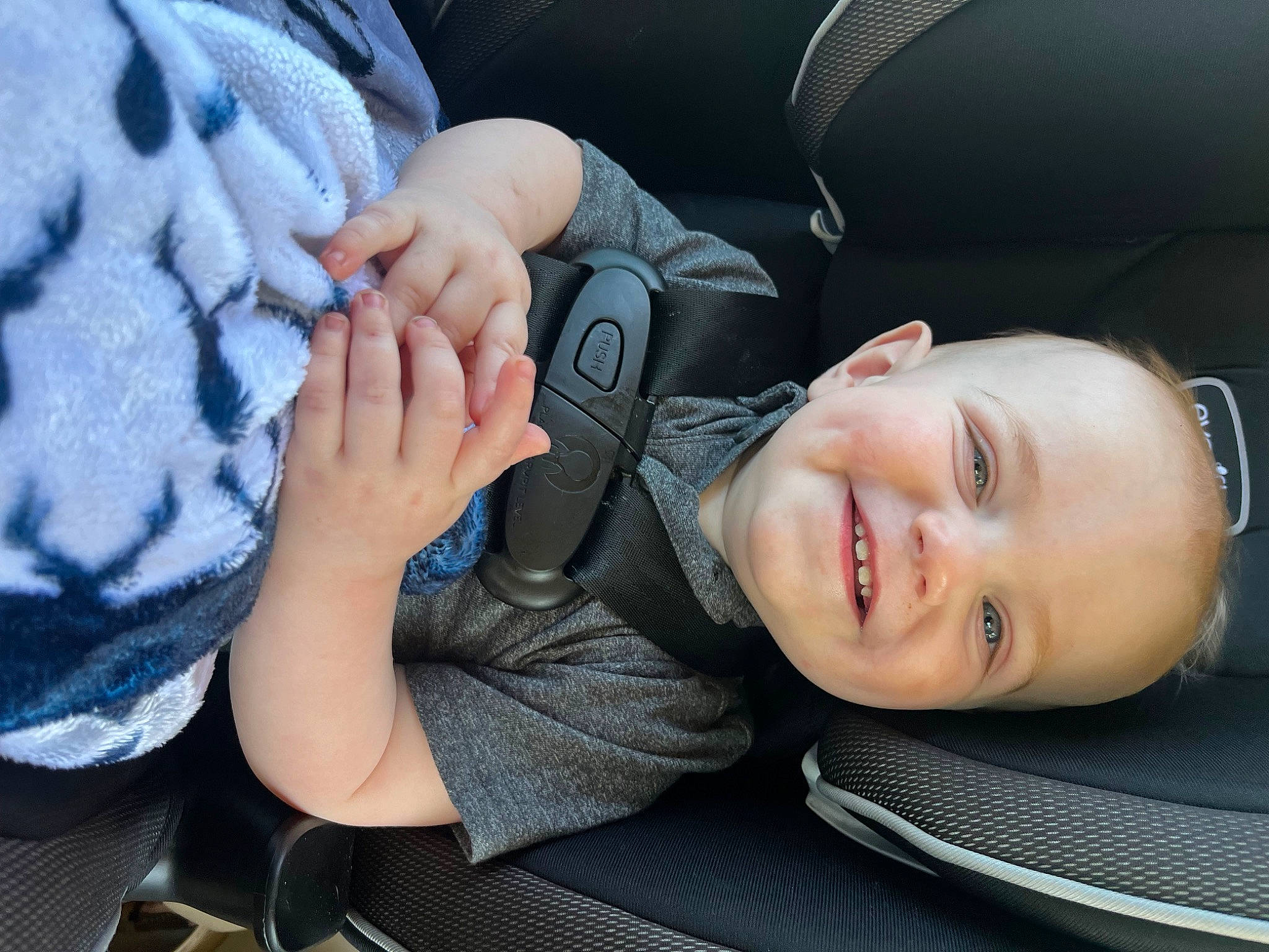 Declan joined the competition — help win amazing prizes! arm, baby_toddler_clothing, car_seat, child, comfort, cool, facial_expression, finger, flash_photography, gesture, hand, happy, joy, mouth, nose, person, product, skin, sleeve, smile