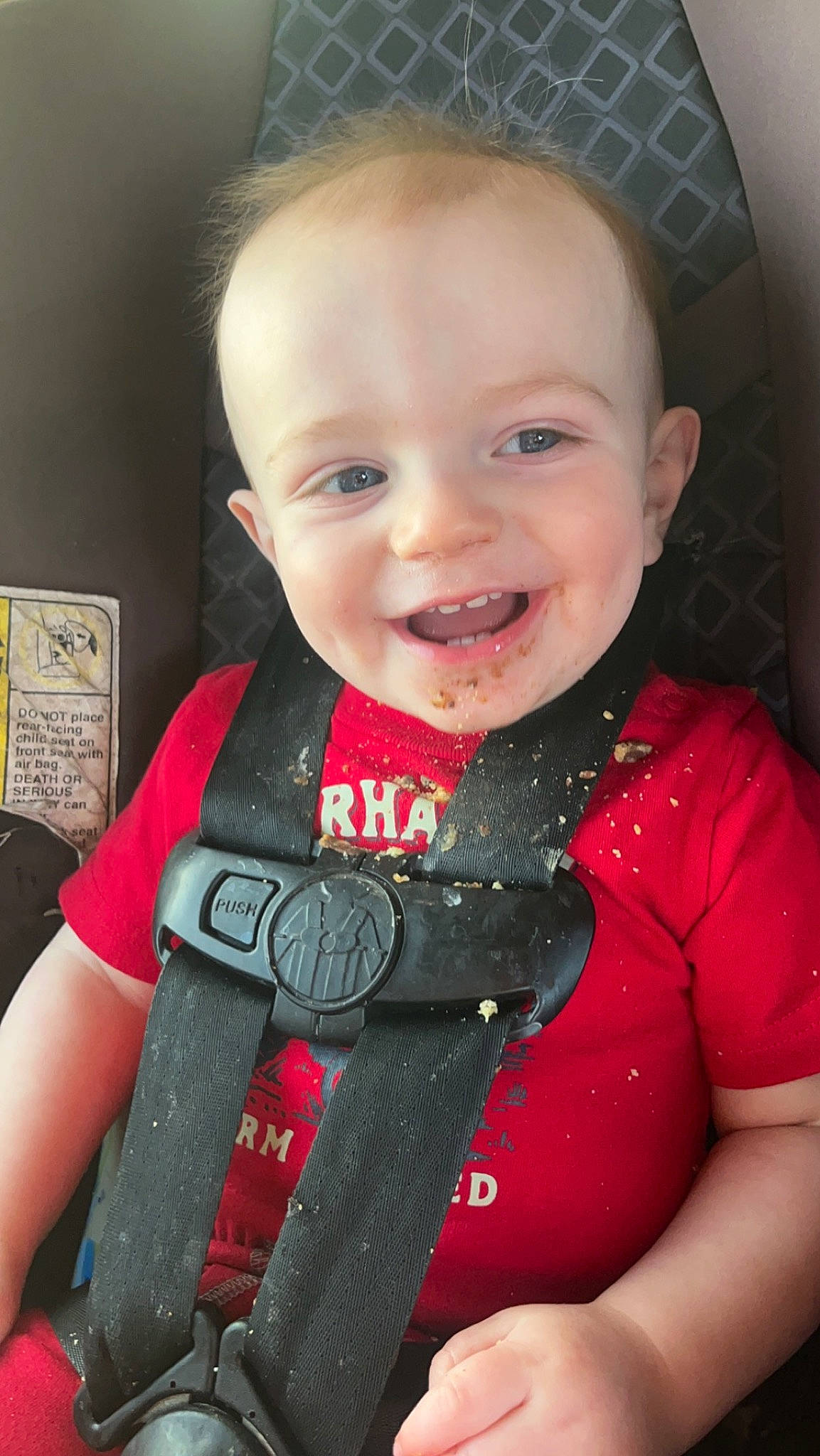 Declan is registered to the contest to win money with this photo: baby, baby_toddler_clothing, beauty, cheek, child, collar, cool, facial_expression, flash_photography, hairstyle, happy, iris, joy, neck, outerwear, person, product, skin, sleeve, smile
