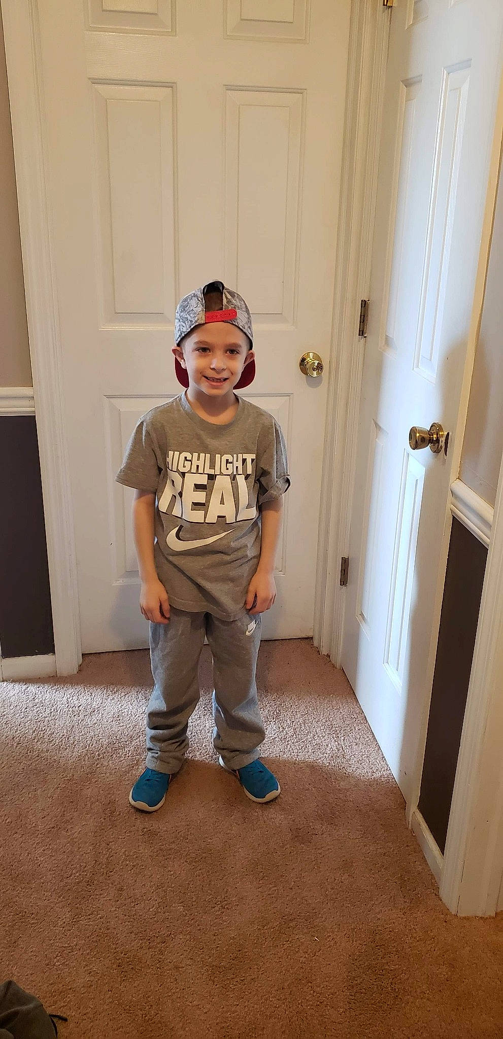 Rylan joined the competition — help win amazing prizes! child, costume, floor, flooring, joy, person, room, shoulder, standing, t_shirt, toddler, trunk