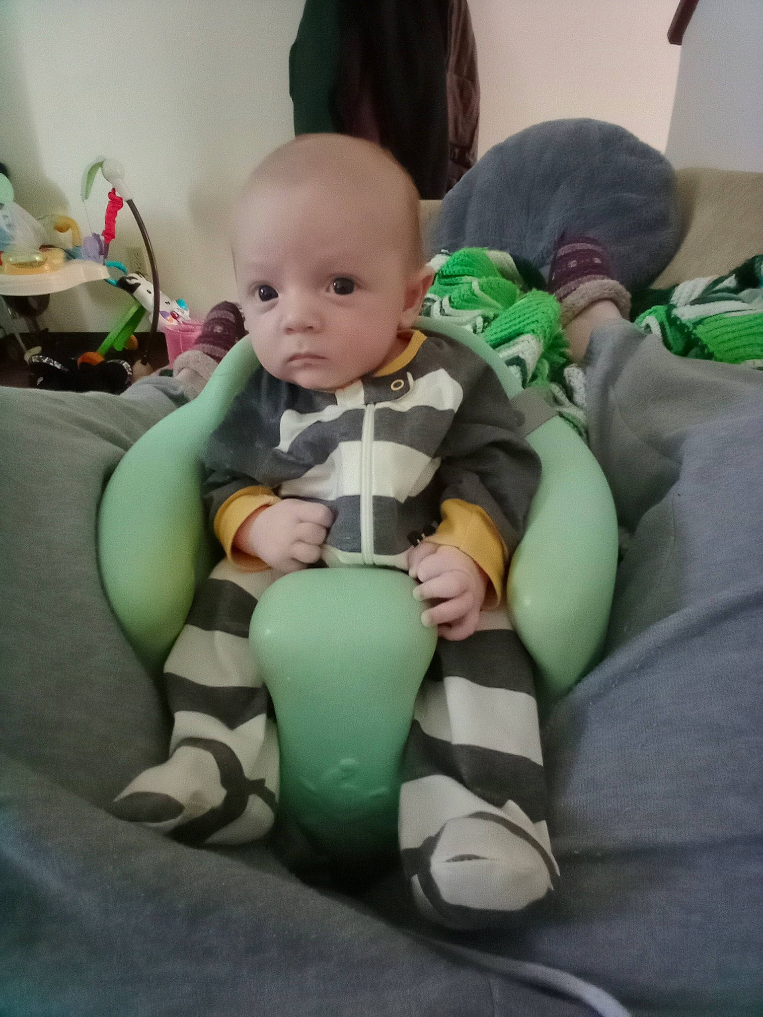 Jesiah joined the competition — help win amazing prizes! baby, baby_toddler_clothing, cheek, child, comfort, event, finger, fun, hairstyle, happy, head, human_body, knee, lap, person, room, sitting, skin, sock, thigh