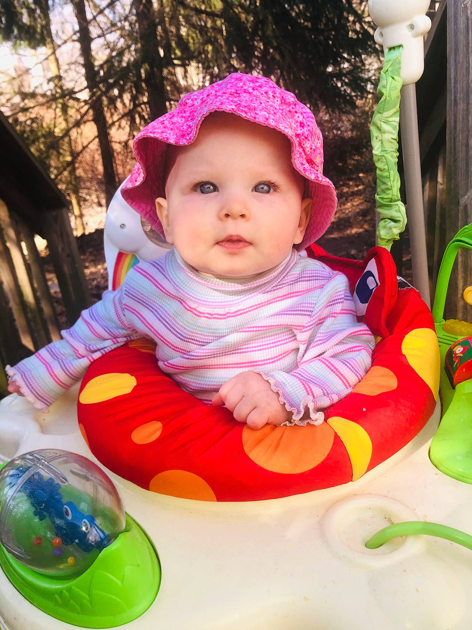 Caroline joined the competition — help win amazing prizes! baby, baby_toddler_clothing, beauty, cap, cheek, child, eye, fun, grass, green, happy, headwear, leisure, magenta, people_in_nature, person, pink, product, public_space, recreation