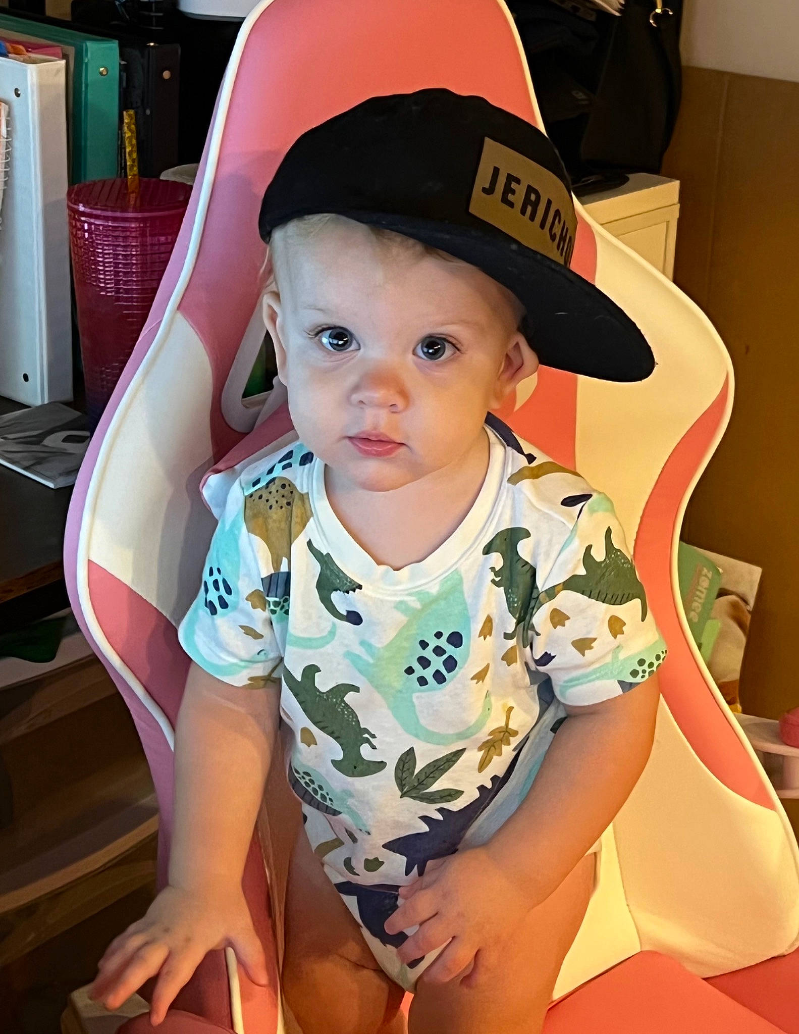 Jericho joined the competition — help win amazing prizes! baby, baby_toddler_clothing, baseball_cap, cap, carmine, child, chin, cool, costume_hat, fashion_accessory, flooring, fun, happy, hat, headwear, leisure, person, product, sitting, sleeve