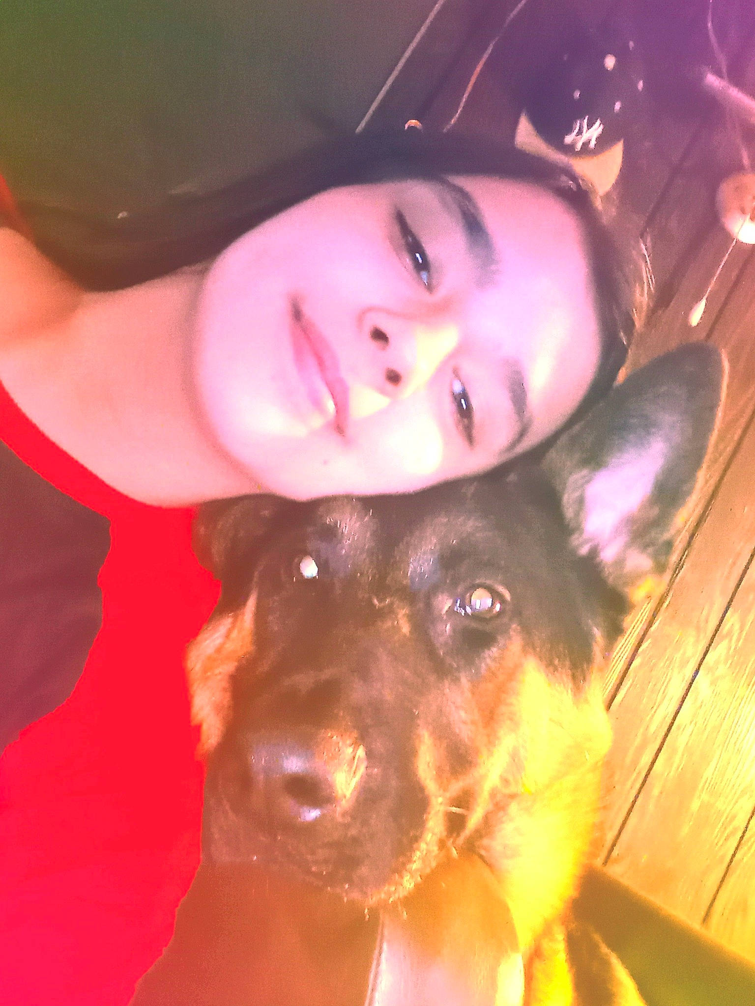 Alicia Gibson joined the competition — help win amazing prizes! carnivore, companion_dog, dog, dog_breed, ear, eye, eyelash, flash_photography, fun, fur, gesture, happy, jaw, joy, magenta, nose, organ, person, pink, selfie