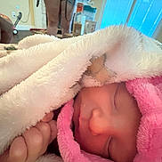 Valentina joined the competition — help win amazing prizes! baby, blanket, child, comfort, cozy, cute, face, hand, home, indoor, infant, newborn, peaceful, person, pink, rest, sleeping, soft_texture, warm, wrapped