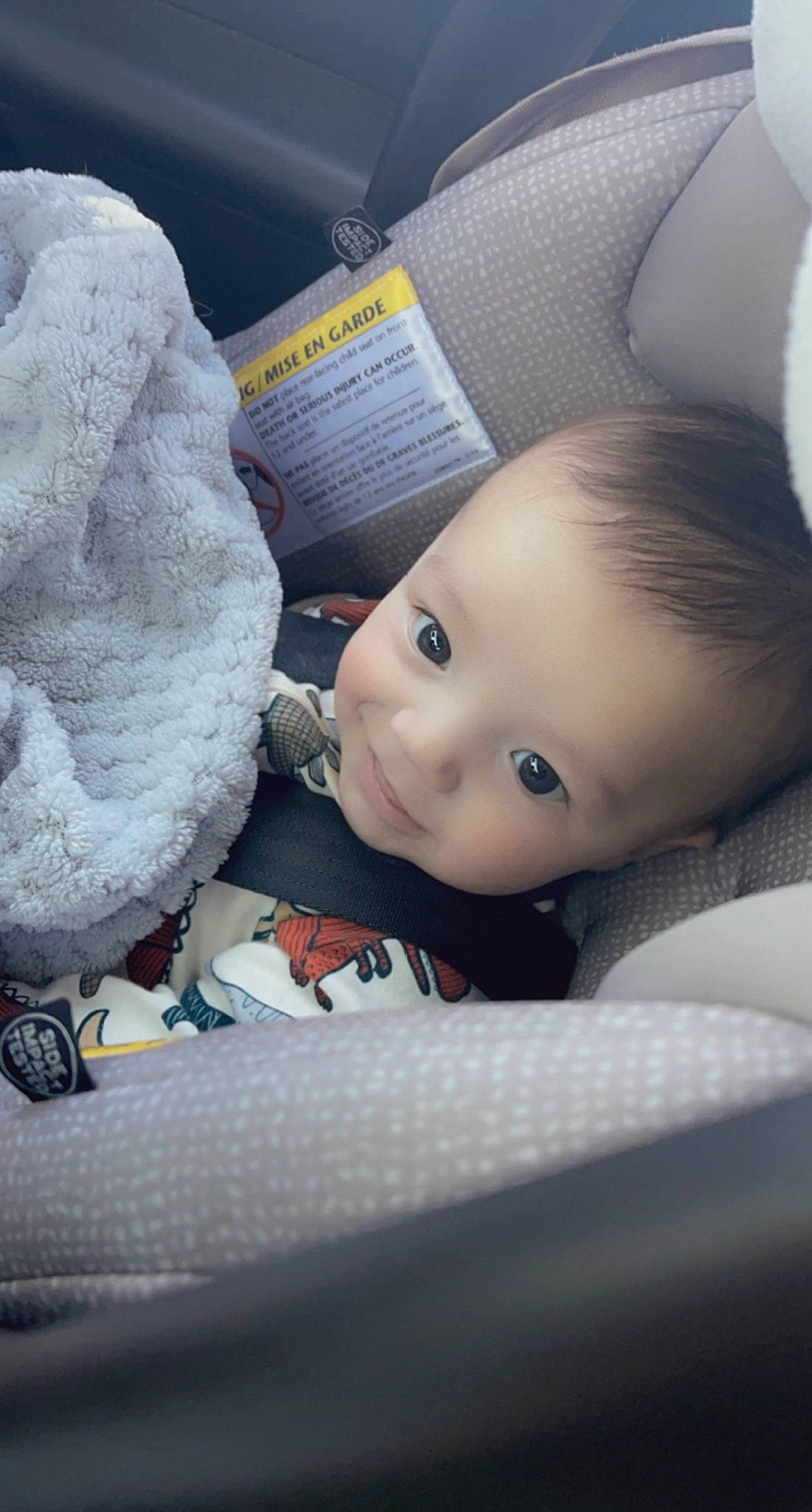Paxton joined the competition — help win amazing prizes! baby, baby_toddler_clothing, cheek, child, comfort, cool, facial_expression, flash_photography, flooring, grey, headgear, iris, linens, mammal, mouth, nose, person, skin, textile, toddler