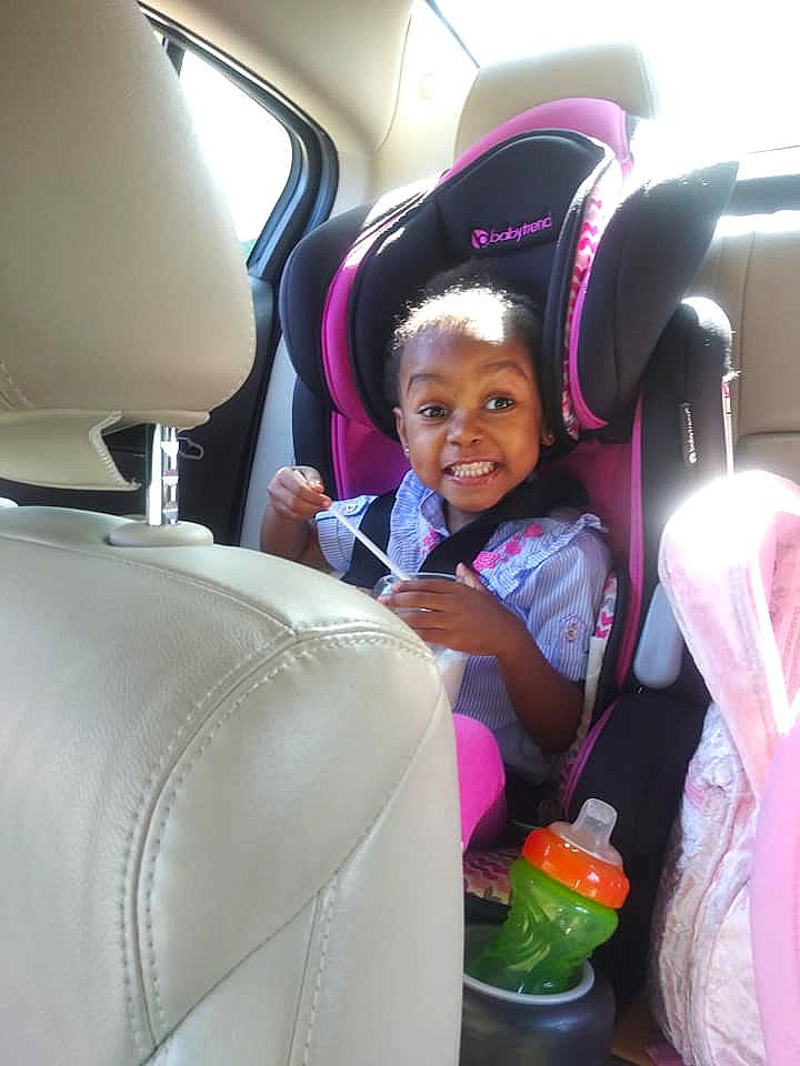 Jackie joined the competition — help win amazing prizes! baby_in_car_seat, car, car_seat, car_seat_cover, child, family_car, head_restraint, joy, passenger, person, pink, toddler, vacation, vehicle