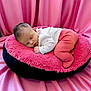 baby, sleeping, pink_cushion, soft_texture, infant, cozy, blanket, child, cute, indoors, portrait, pink, fabric, resting, newborn, clothing, peaceful, toddler, sleep, cushion