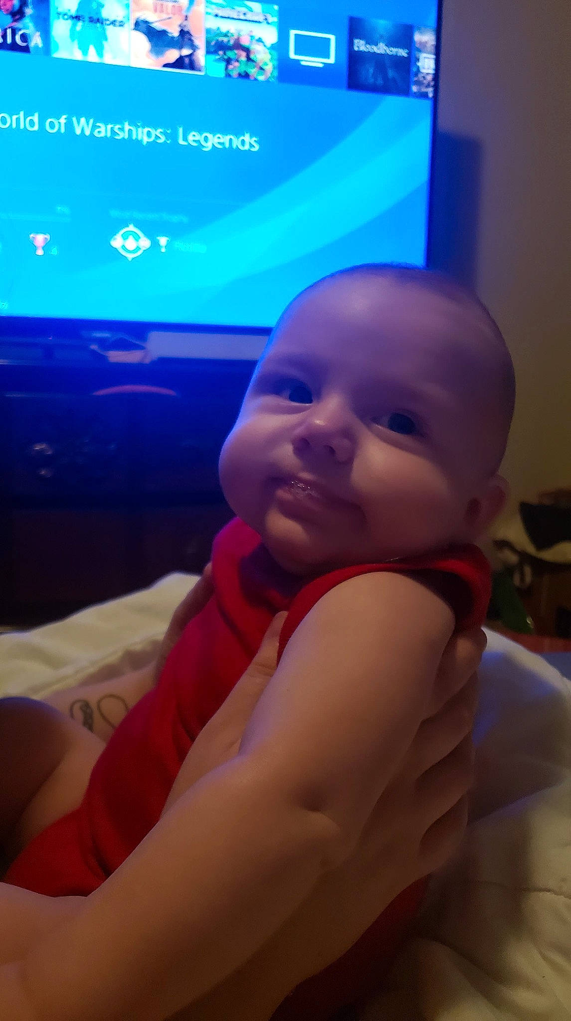 Aiden Michael joined the competition — help win amazing prizes! baby, blue, child, fun, head, mouth, nose, person, skin, toddler