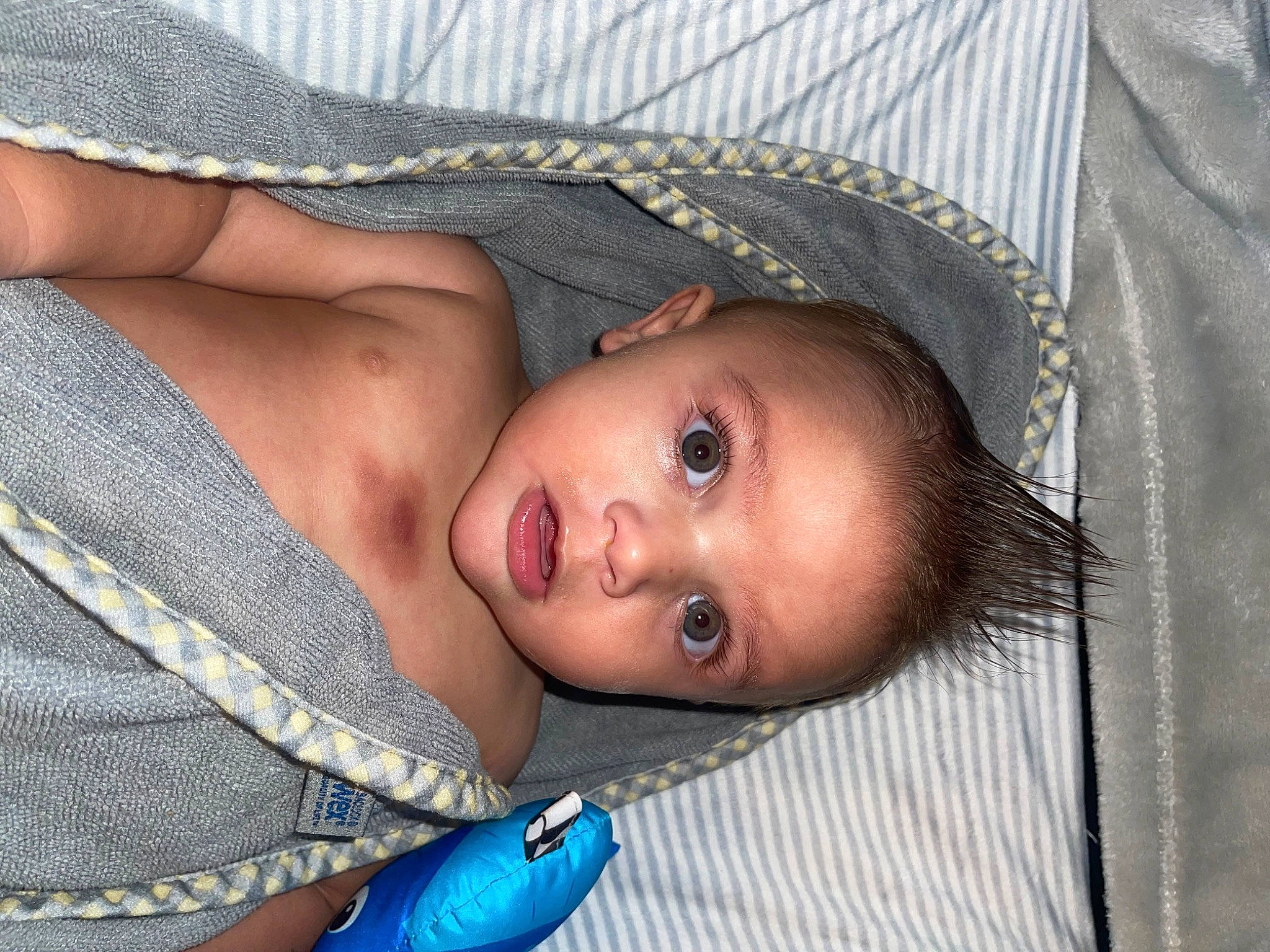 Camdyn is registered to the contest to win money with this photo: baby, baby_products, baby_toddler_clothing, cheek, chest, child, comfort, electric_blue, eyebrow, eyelash, human_body, iris, linens, lip, mouth, nose, person, skin, textile, toddler