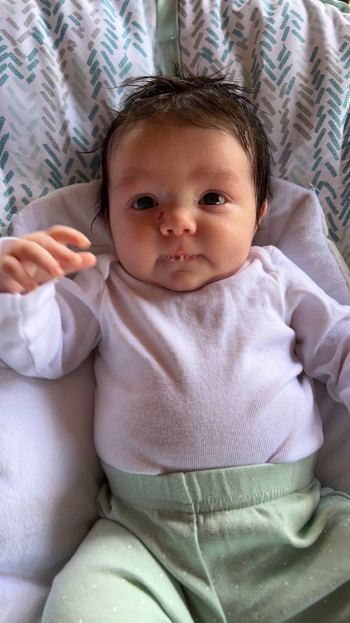 Alaina joined the competition — help win amazing prizes! arm, baby_toddler_clothing, cheek, chin, comfort, eye, eyebrow, face, hair, hairstyle, hand, head, human_body, iris, lip, mouth, neck, nose, person, skin