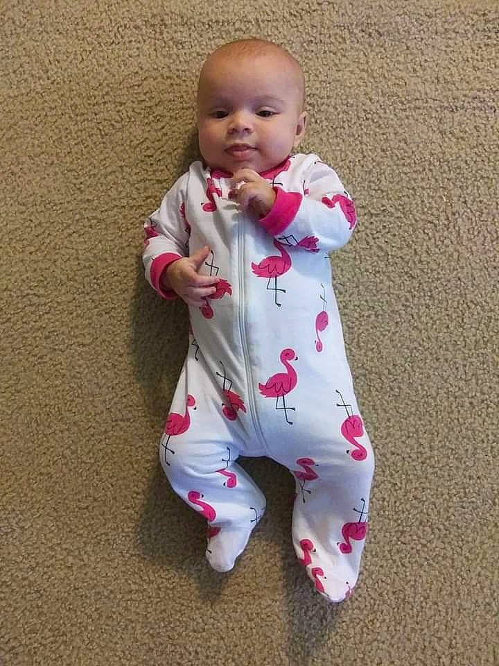 Baleigh joined the competition — help win amazing prizes! arm, baby, baby_products, baby_toddler_clothing, barefoot, carmine, child, face, flooring, foot, gesture, happy, human_body, nightwear, pattern, person, play, sitting, sleeve, thumb