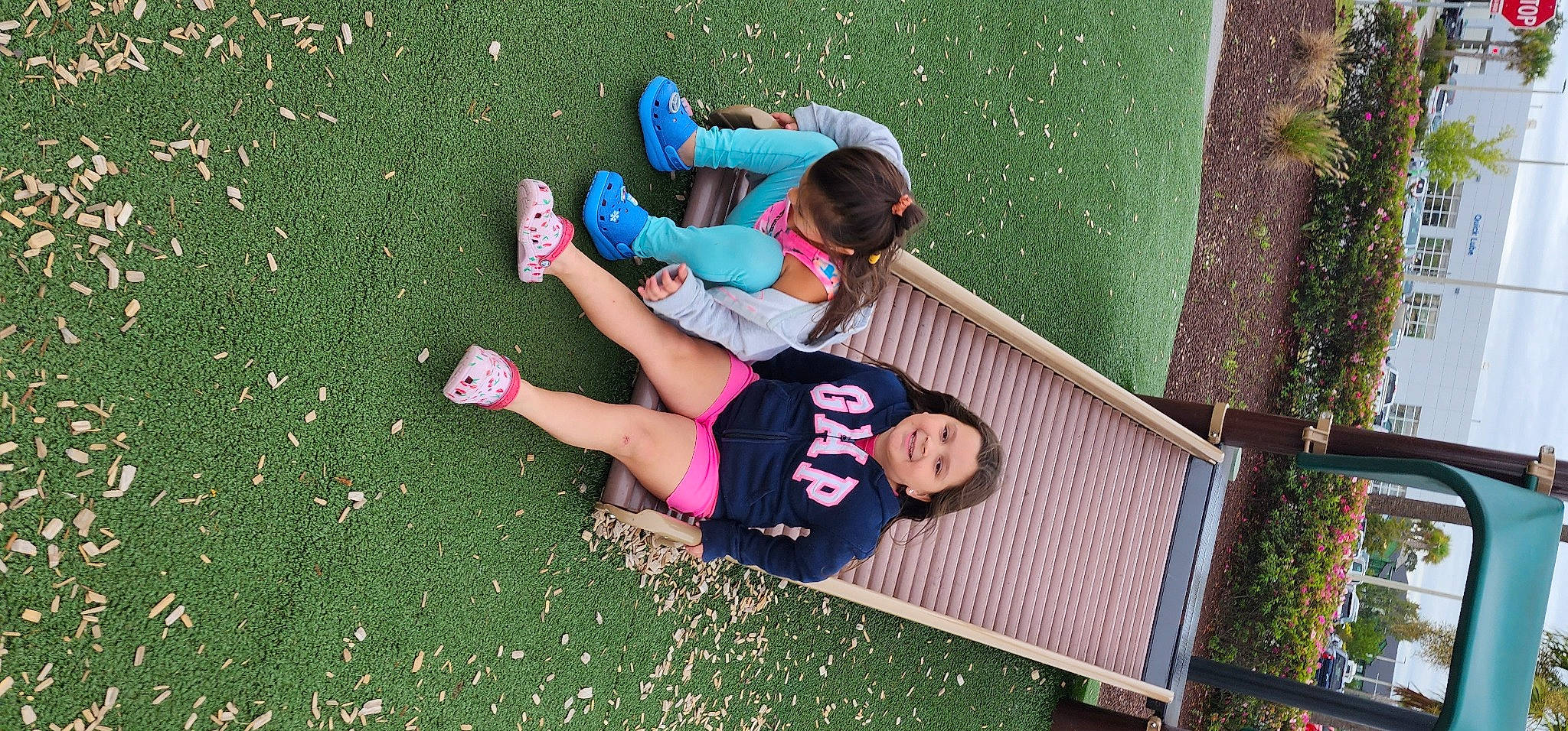 Camila joined the competition — help win amazing prizes! adventure, child, competition_event, fun, grass, happy, human_leg, joy, knee, leisure, magenta, outdoor_play_equipment, people_in_nature, person, pink, plant, play, recreation, shorts, t_shirt