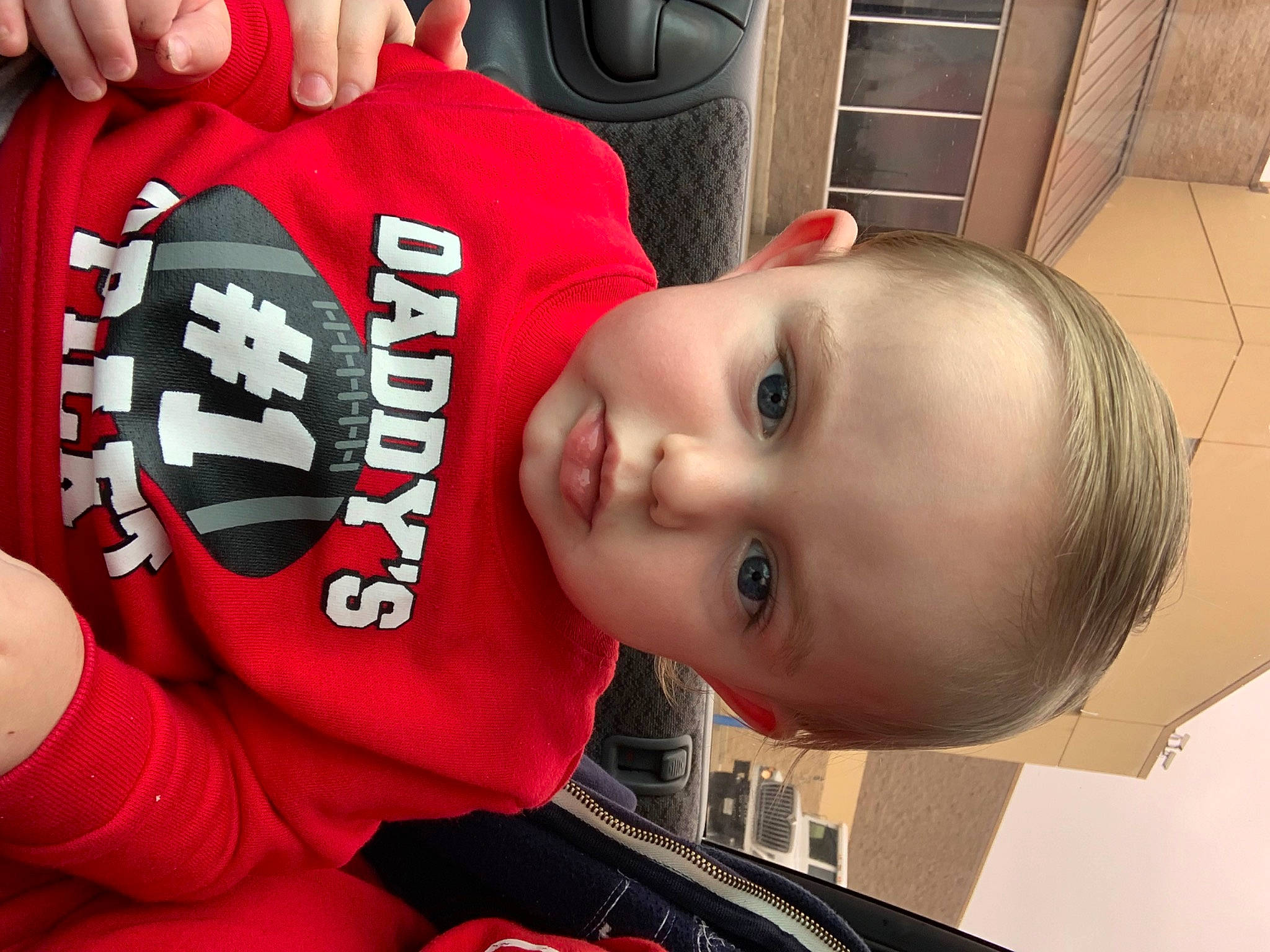 Colsen joined the competition — help win amazing prizes! baby, cheek, child, chin, eyebrow, gesture, happy, head, mammal, mouth, neck, nose, person, red, skin, sleeve, smile, t_shirt, toddler, vertebrate