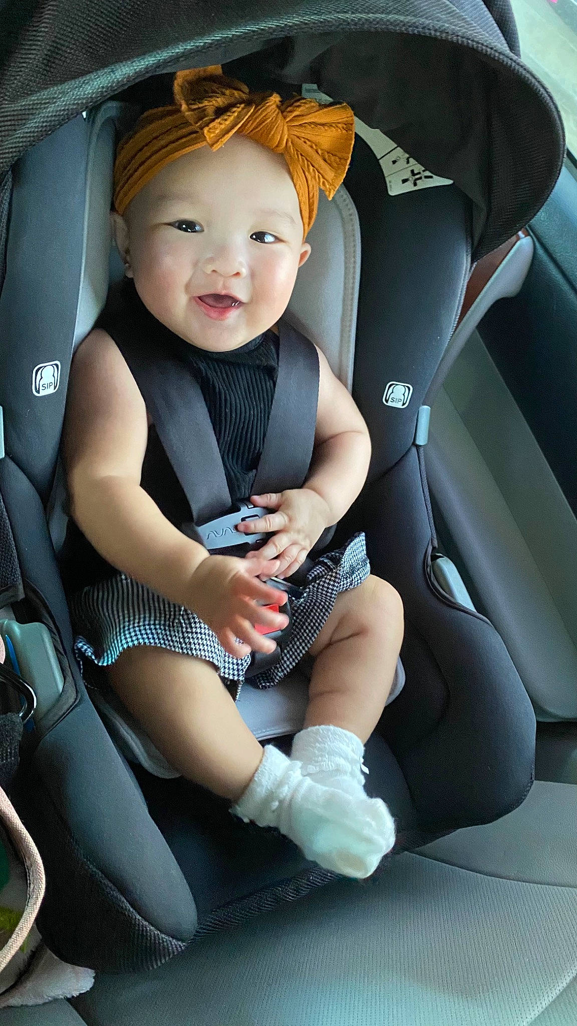 Avelynn joined the competition — help win amazing prizes! auto_part, automotive_design, baby, baby_carriage, baby_in_car_seat, baby_products, car_seat, car_seat_cover, comfort, finger, head_restraint, leg, motor_vehicle, person, seat_belt, smile, steering_part, steering_wheel, thigh, toddler