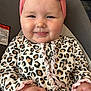 Xanova joined the competition — help win amazing prizes! baby, infant, child, headband, pink, leopard_print, clothing, smile, face, cheeks, hands, sitting, cute, indoor, closeup, person, playful, tongue_out, apparel, happy