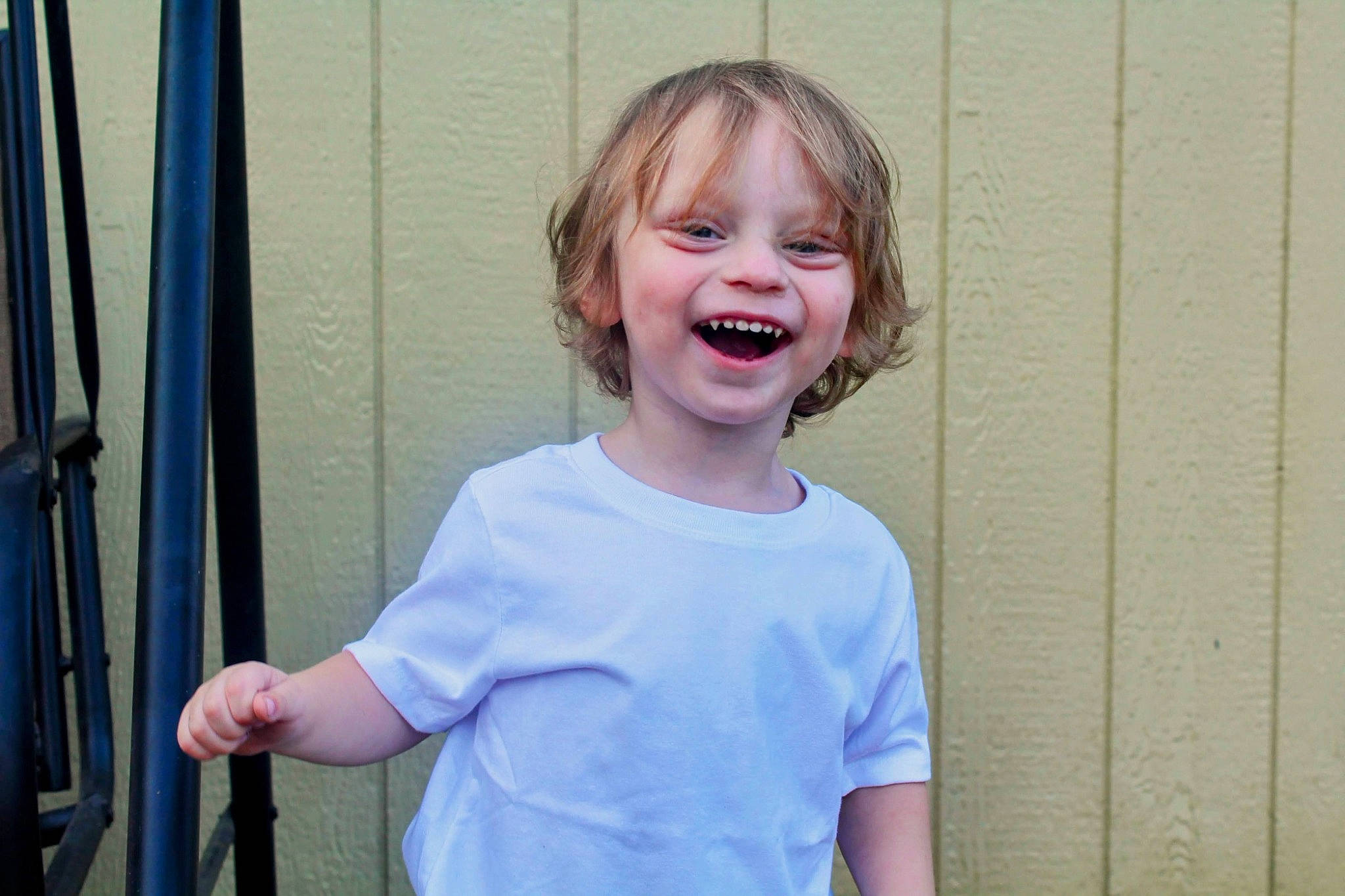 Jacob joined the competition — help win amazing prizes! arm, blond, child, elbow, electric_blue, fun, gesture, happy, joy, laugh, leisure, person, play, portrait_photography, recreation, sitting, sleeve, smile, t_shirt, toddler